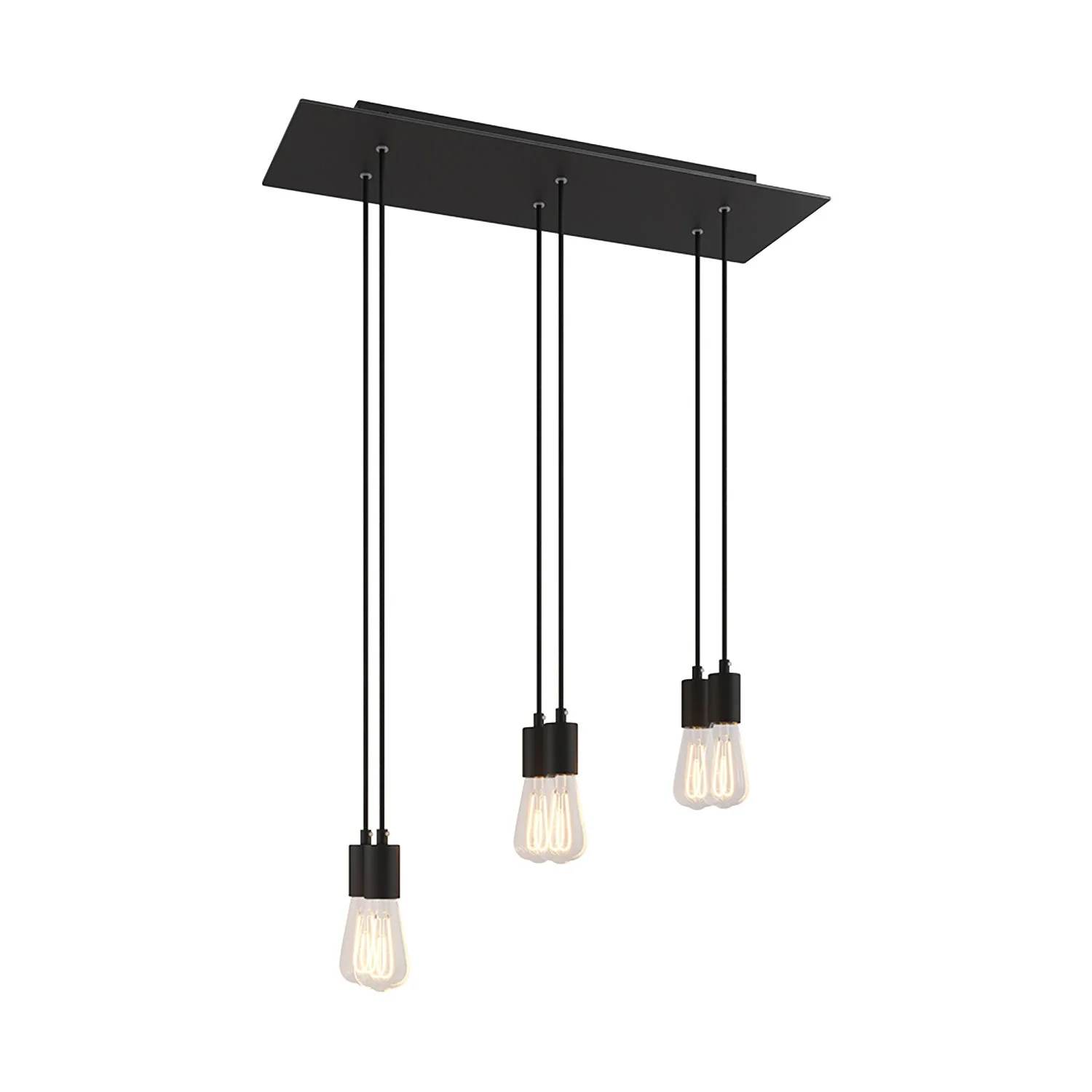 Six-drop pendant lamp with XXL Rose-One rectangular 675 mm with metal finishes - Matt black