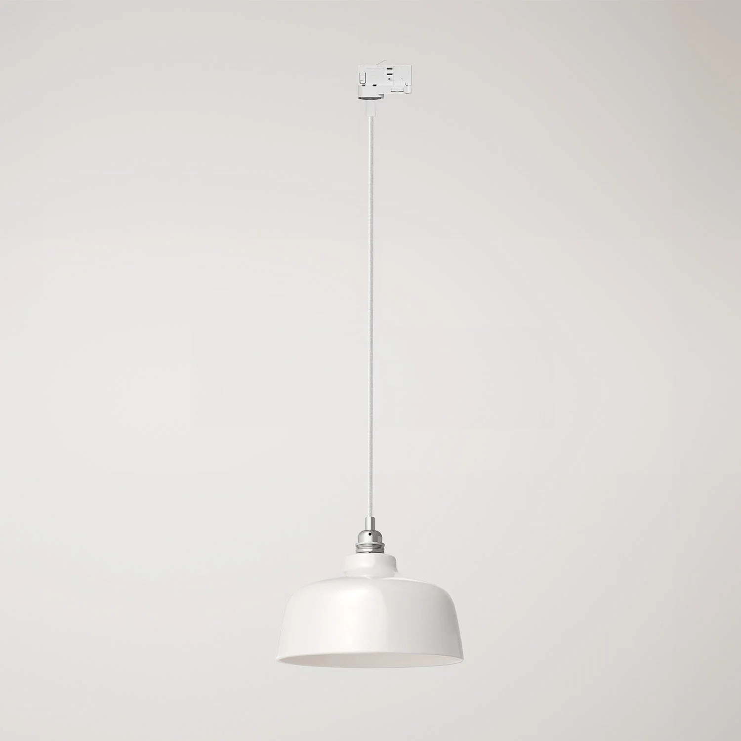 Pendant lamp with Cup lampshade and track adapter - Glossy white
