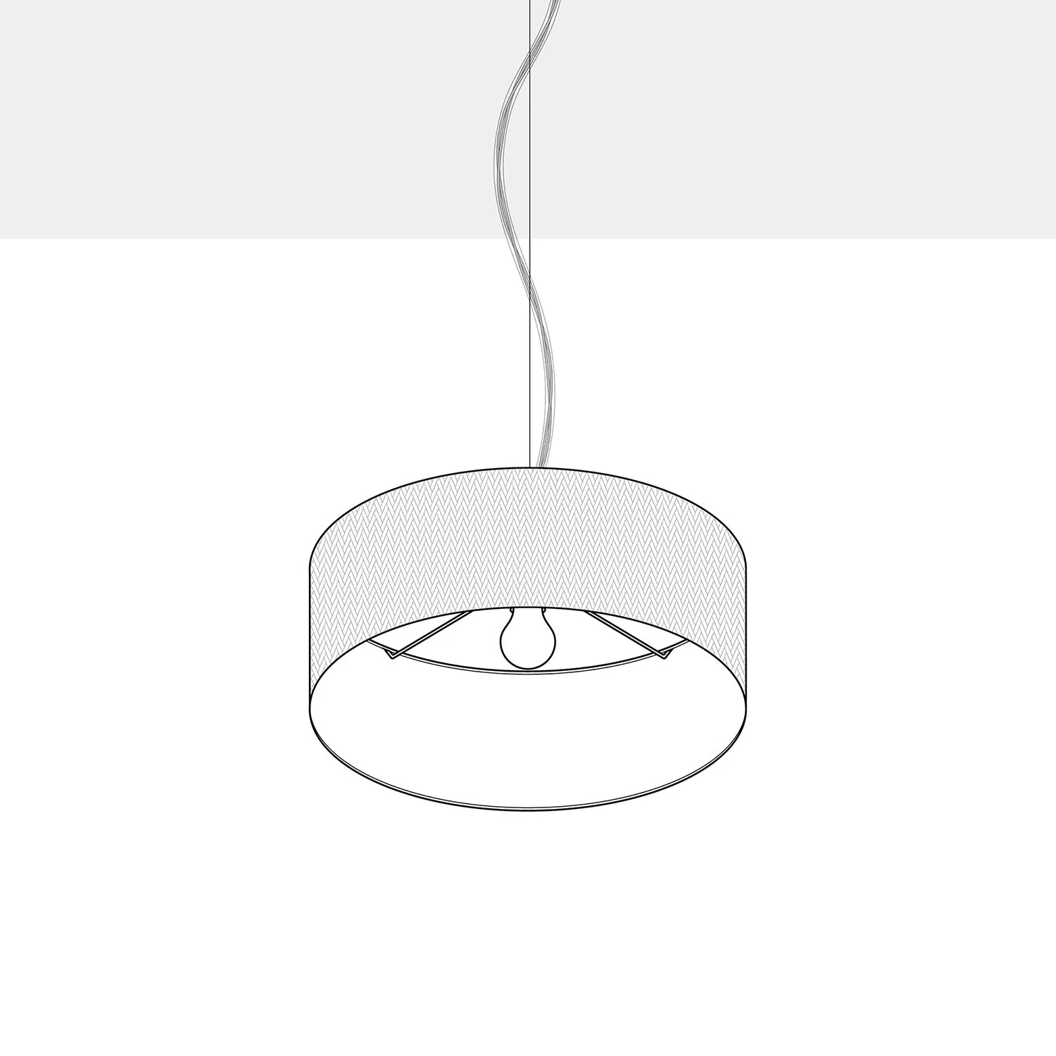 Pendant lamp with Cilindro Small fabric lampshade - Made in Italy - Black/Gold - Image 4