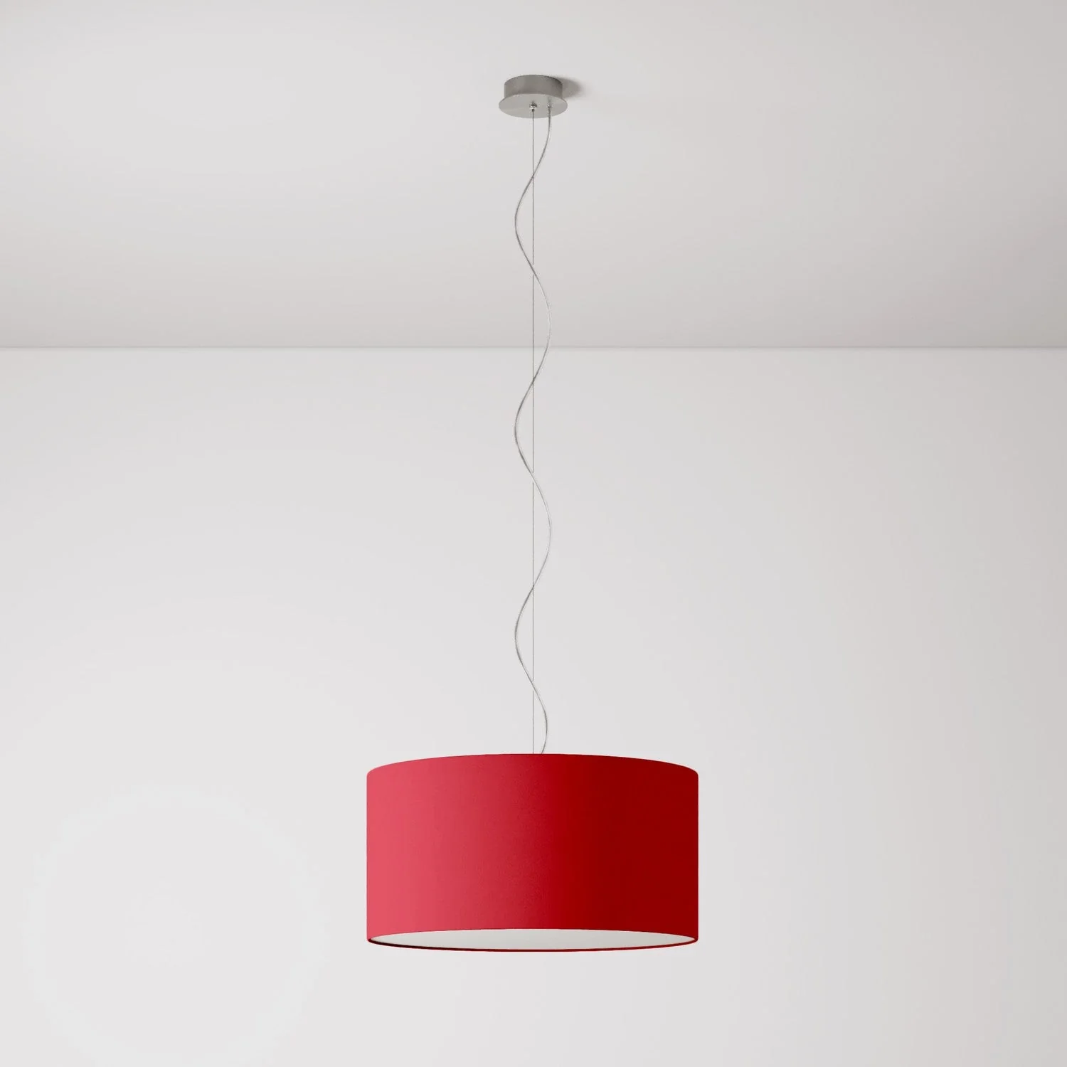 Pendant lamp with Cilindro Medium Teletta red fabric lampshade - Made in Italy - Image 7