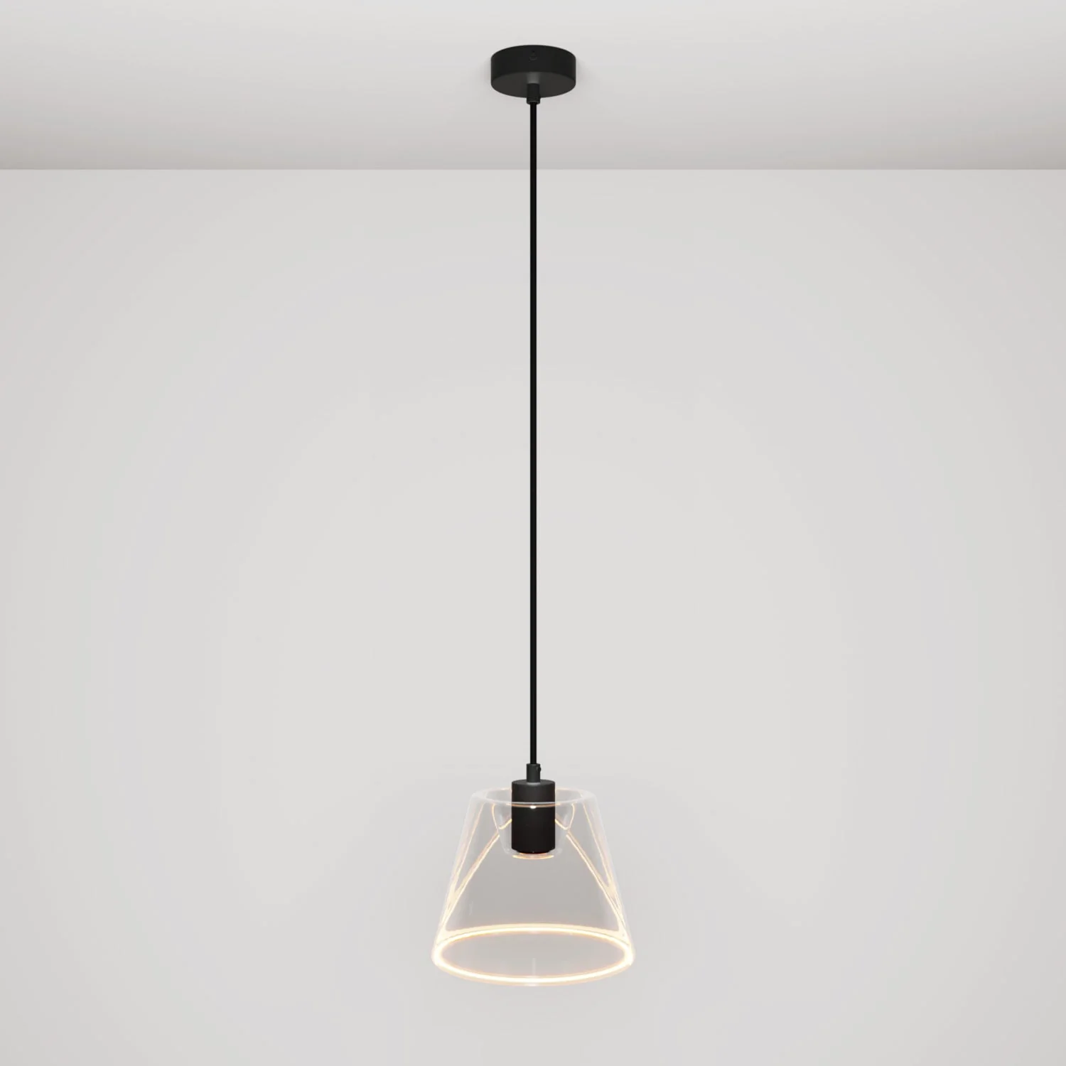 Pendant lamp with Ghost cone-shaped transparent light bulb - Black