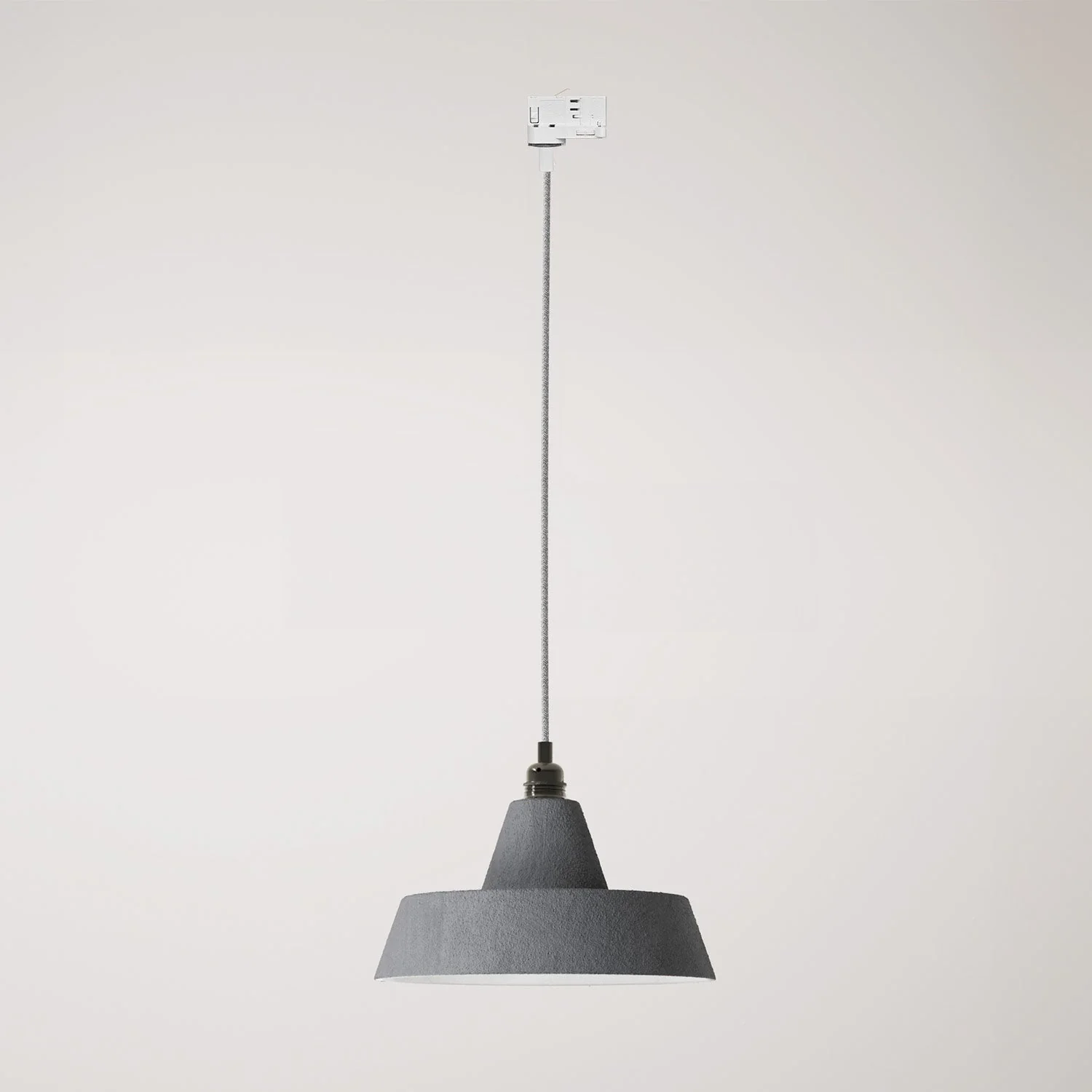Pendant lamp with industrial ceramic lampshade on track - Cement effect