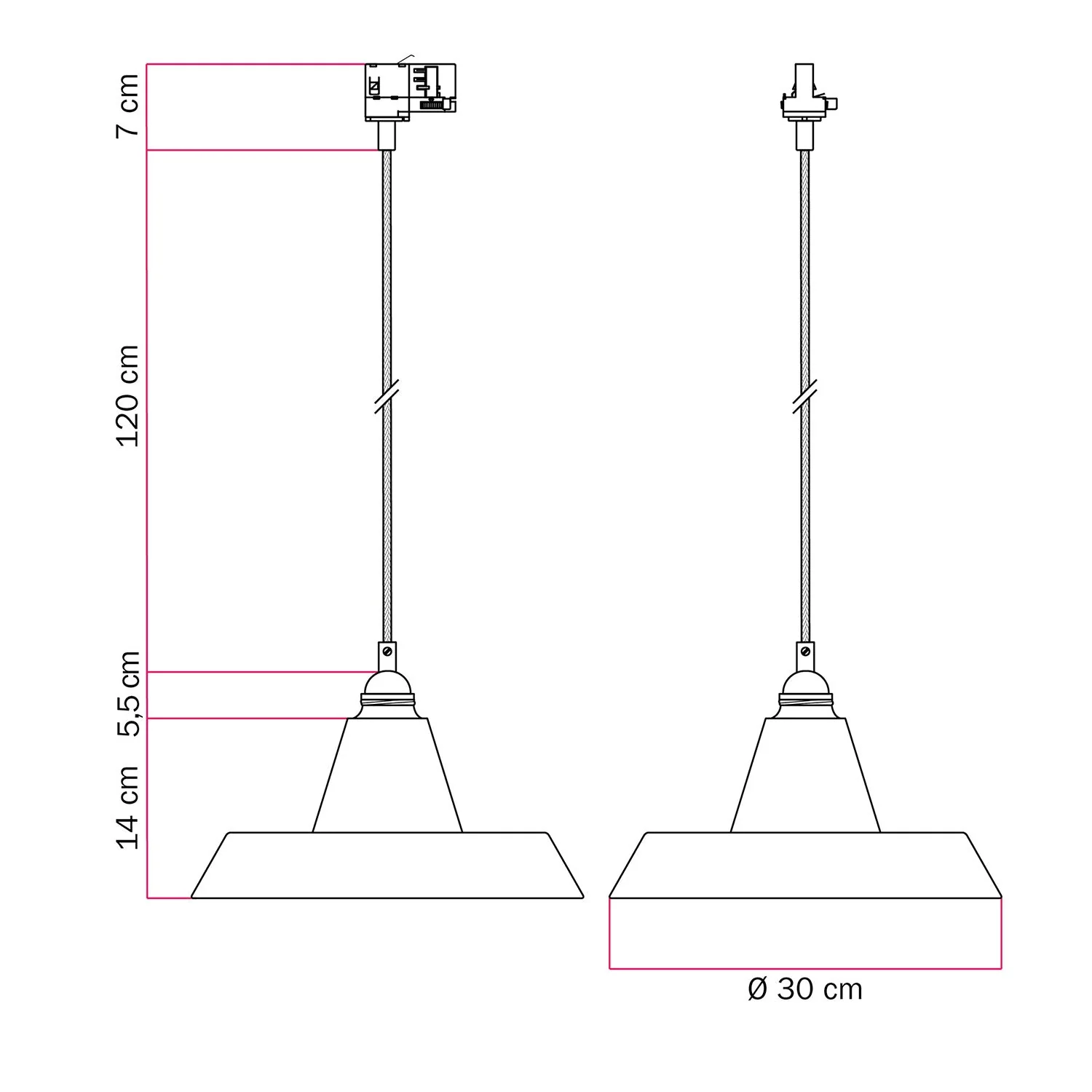 Pendant lamp with industrial ceramic lampshade on track - Cement effect - Image 6