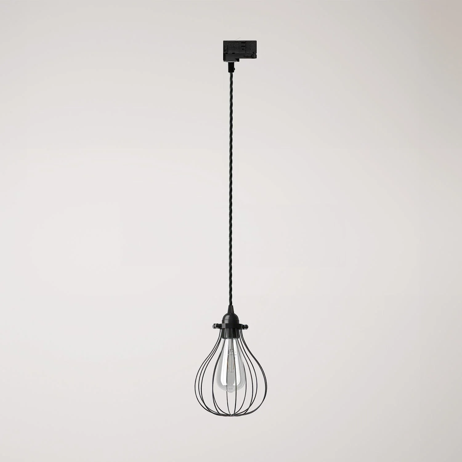 Pendant with Drop cage lampshade for tracks – Black