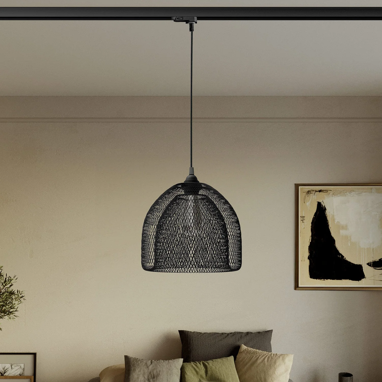 Ghostbell XL cage lampshade pendant for tracks - Black - Image 2