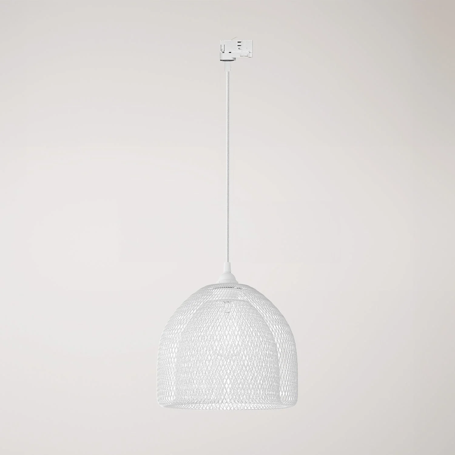 Pendant with Ghostbell XL cage lampshade for track systems - White