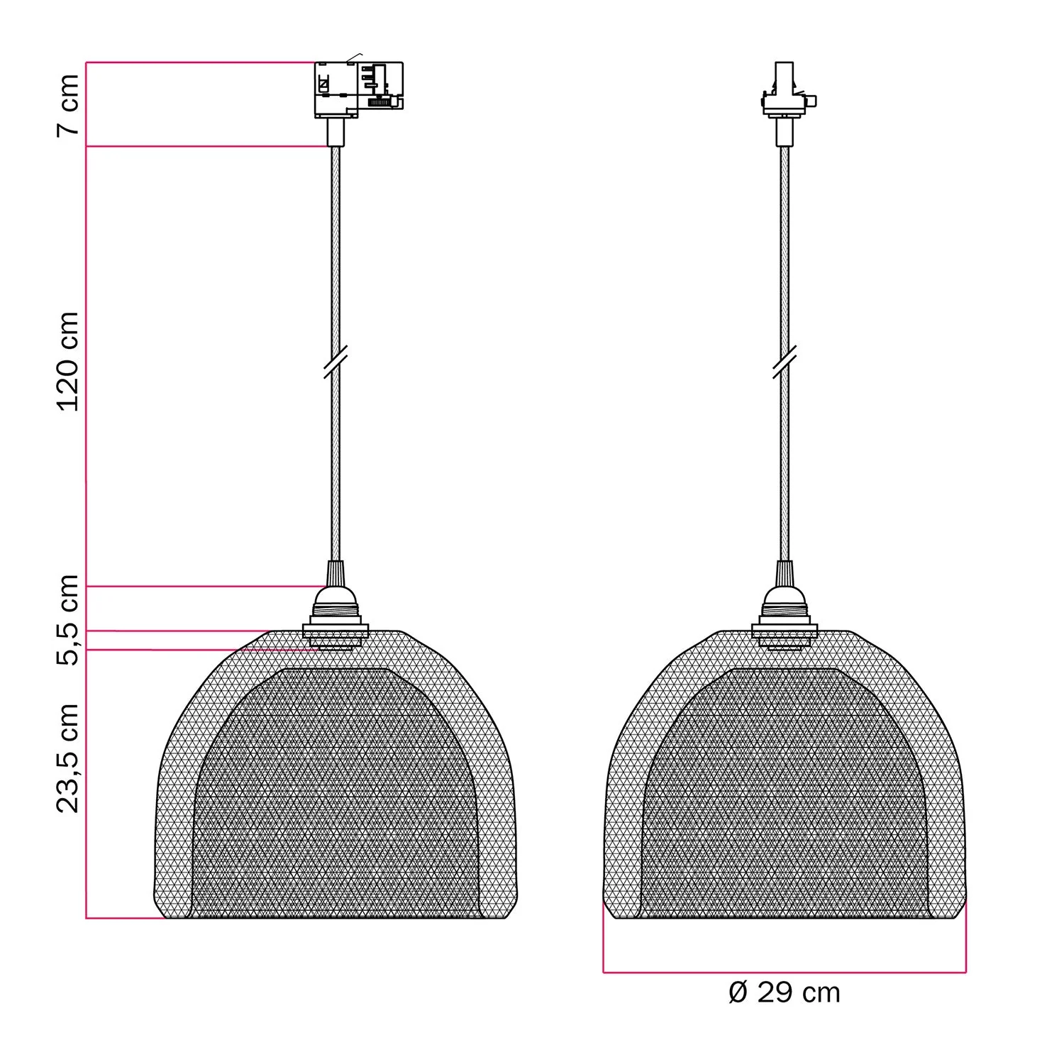 Pendant with Ghostbell XL cage lampshade for track systems - White - Image 6