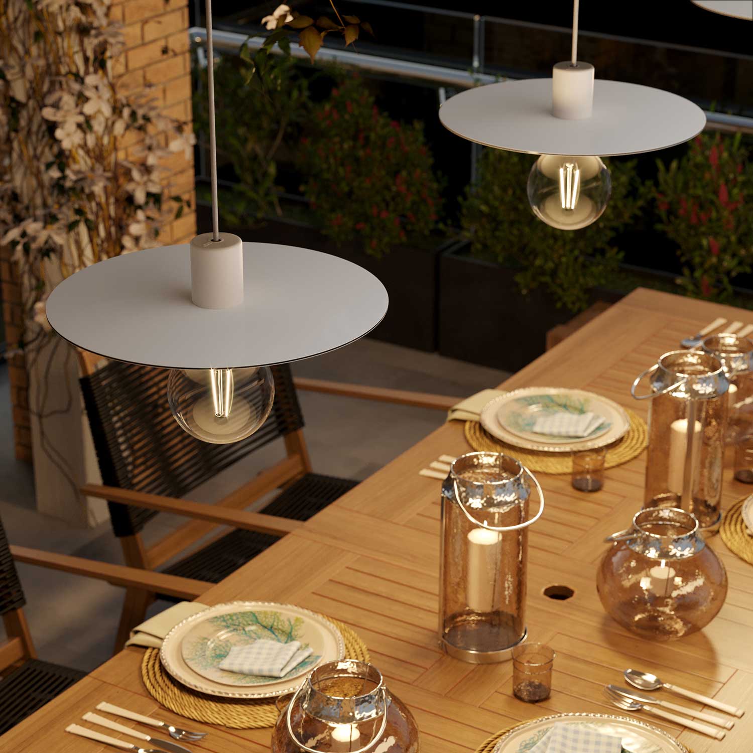 Oversize Ellepì plate in Dibond for outdoor pendant lamps, 40 cm diameter – Made in Italy – White - Image 3