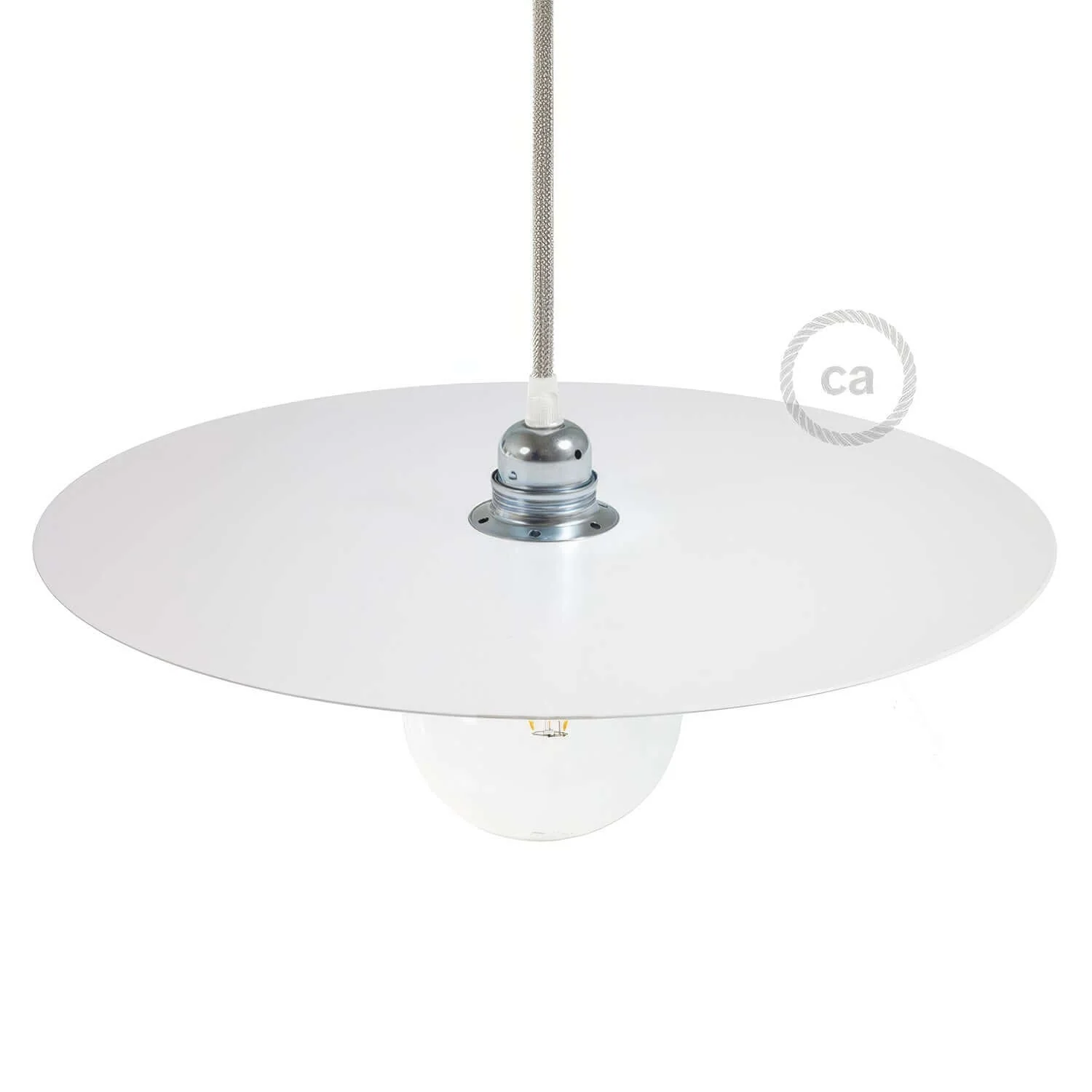 Oversized Ellepì painted iron shade for pendant lights, 40 cm diameter – Made in Italy – White