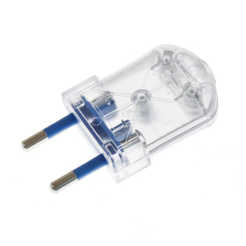 2 Pin 10A plug (small) - IMQ - Made in Italy - Transparent