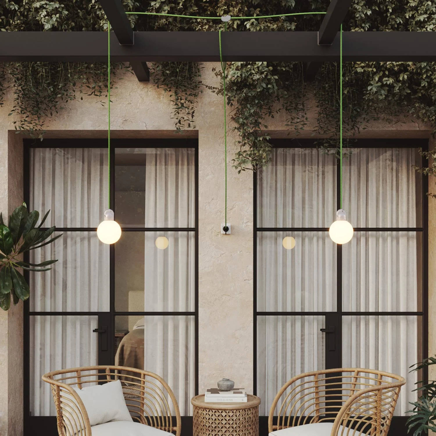 Modulair outdoor plug-in lamp IP65 with 2 drops, unbreakable Unbreak-a-Ball lampshades and SX08 cable - Image 2