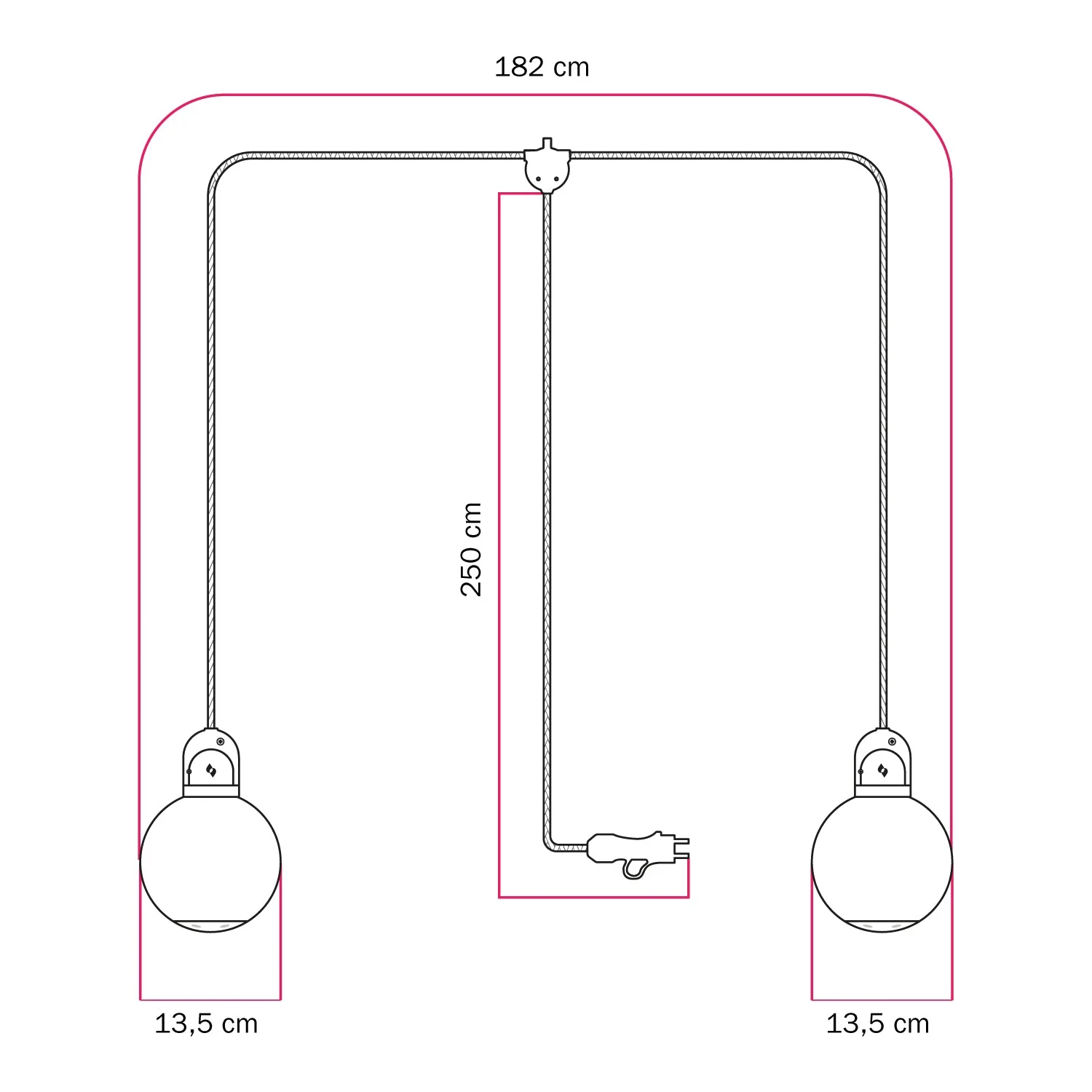 Modulair outdoor plug-in lamp IP65 with 2 drops, unbreakable Unbreak-a-Ball lampshades and SX08 cable - Image 5