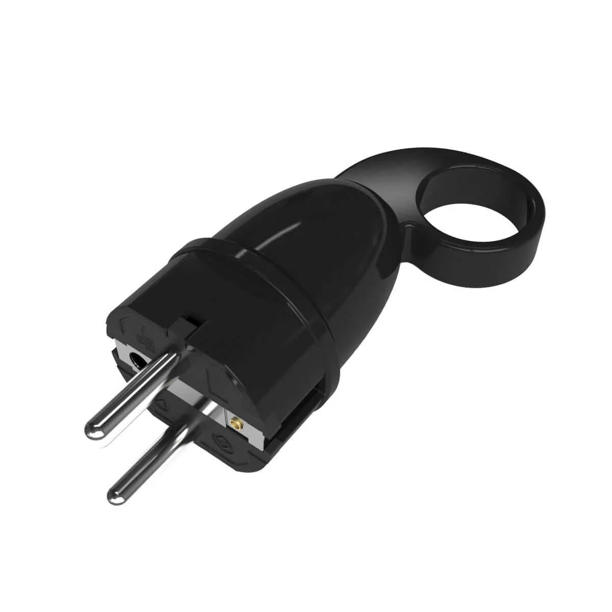 Schuko Comfort plug with ring 16A 250V - Black
