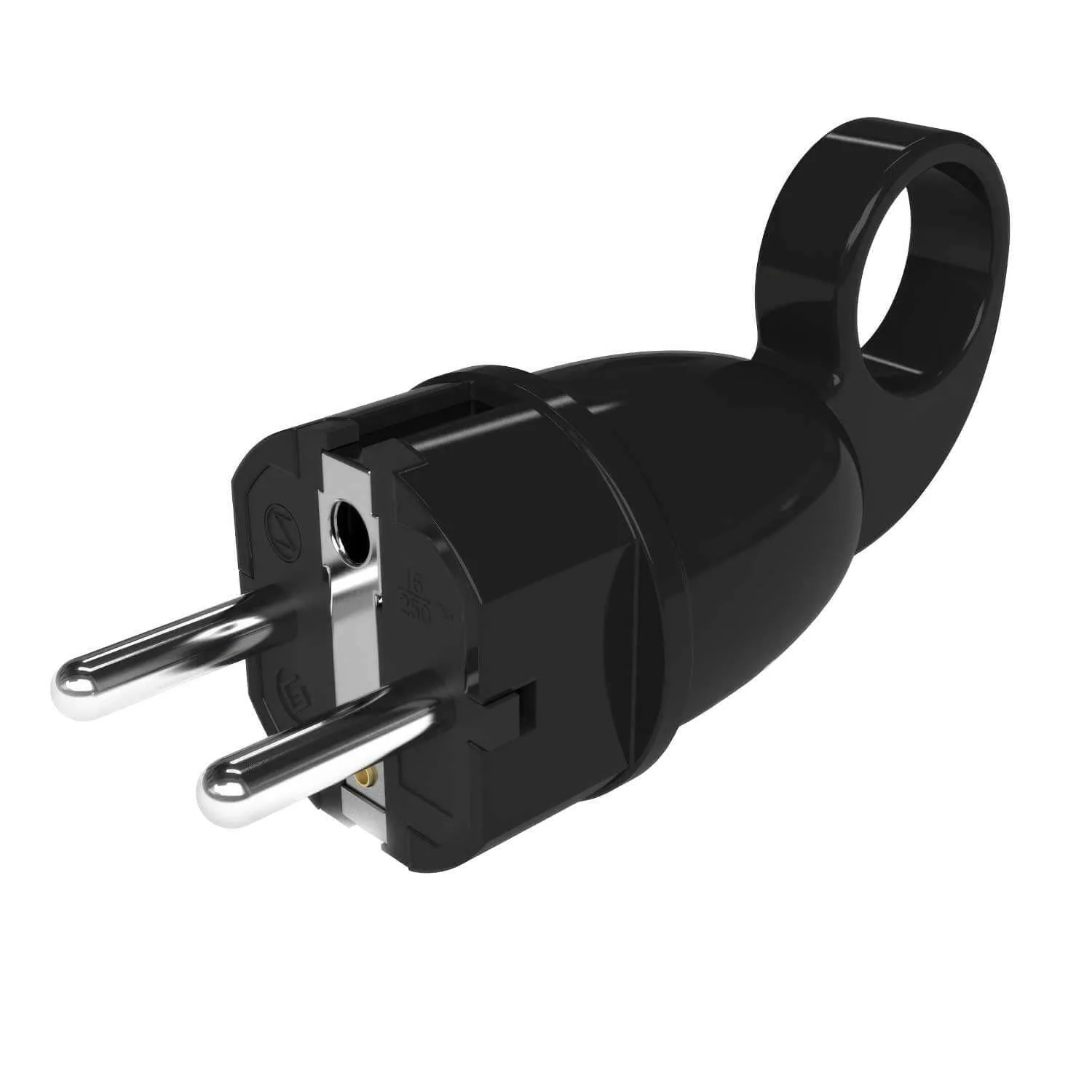 Schuko Comfort plug with ring 16A 250V - Black - Image 3