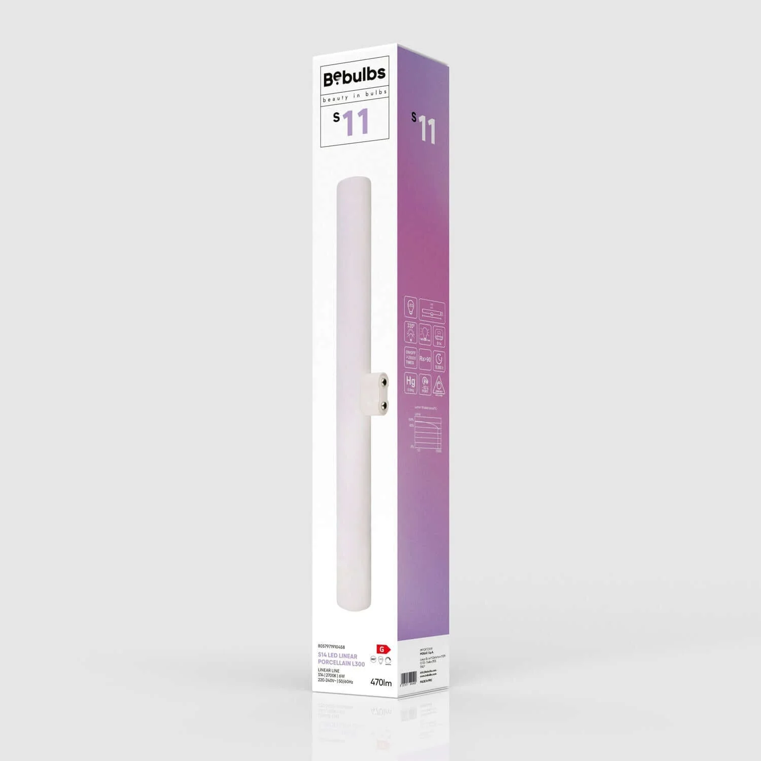 LED light bulb with Porcelain Effect CRI 90 Linear S14d - length 300 mm 6W 470Lm 2700K Dimmable - S11 - Image 5