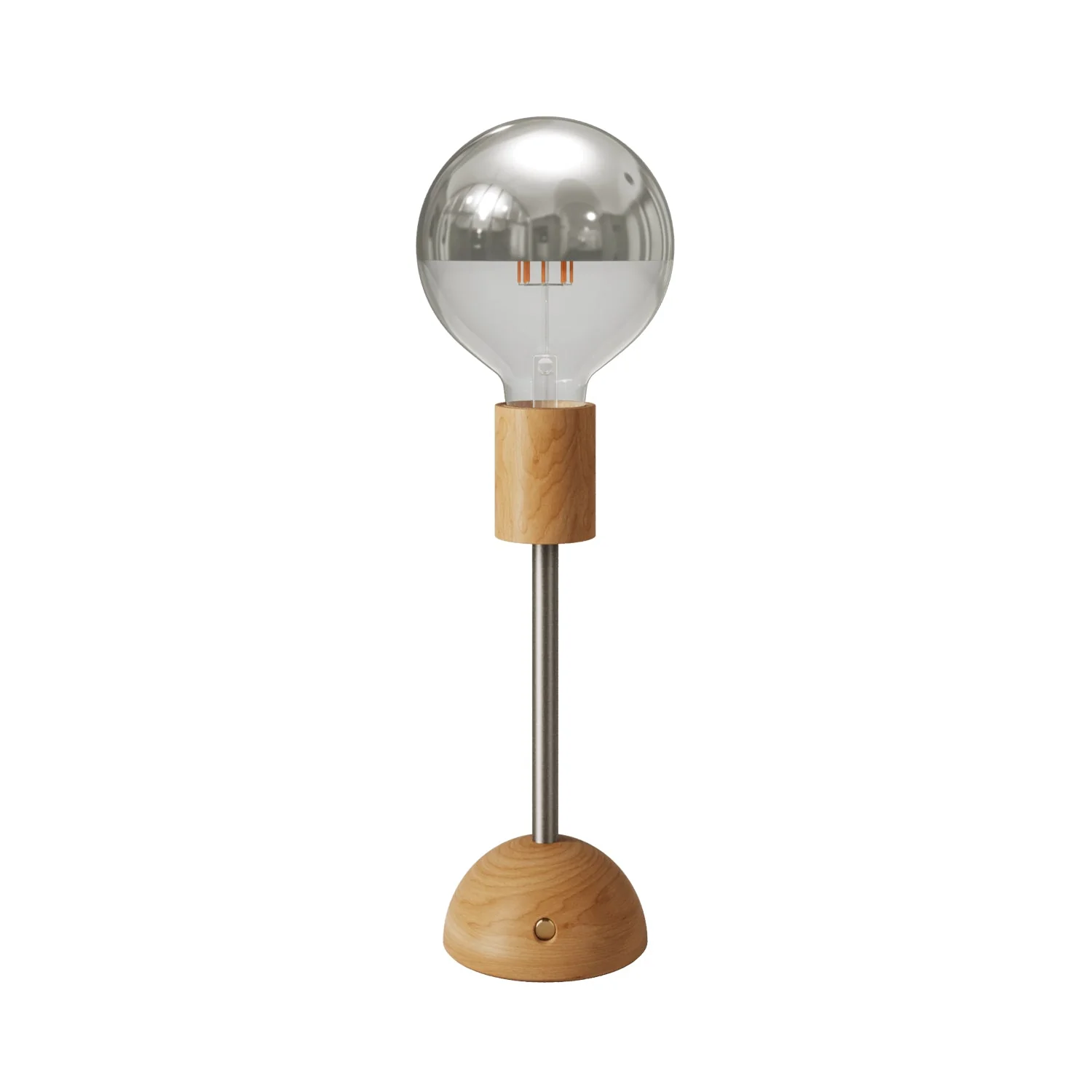 Portable and rechargeable Cabless02 lamp with half-sphere silver globe light bulb - Neutral