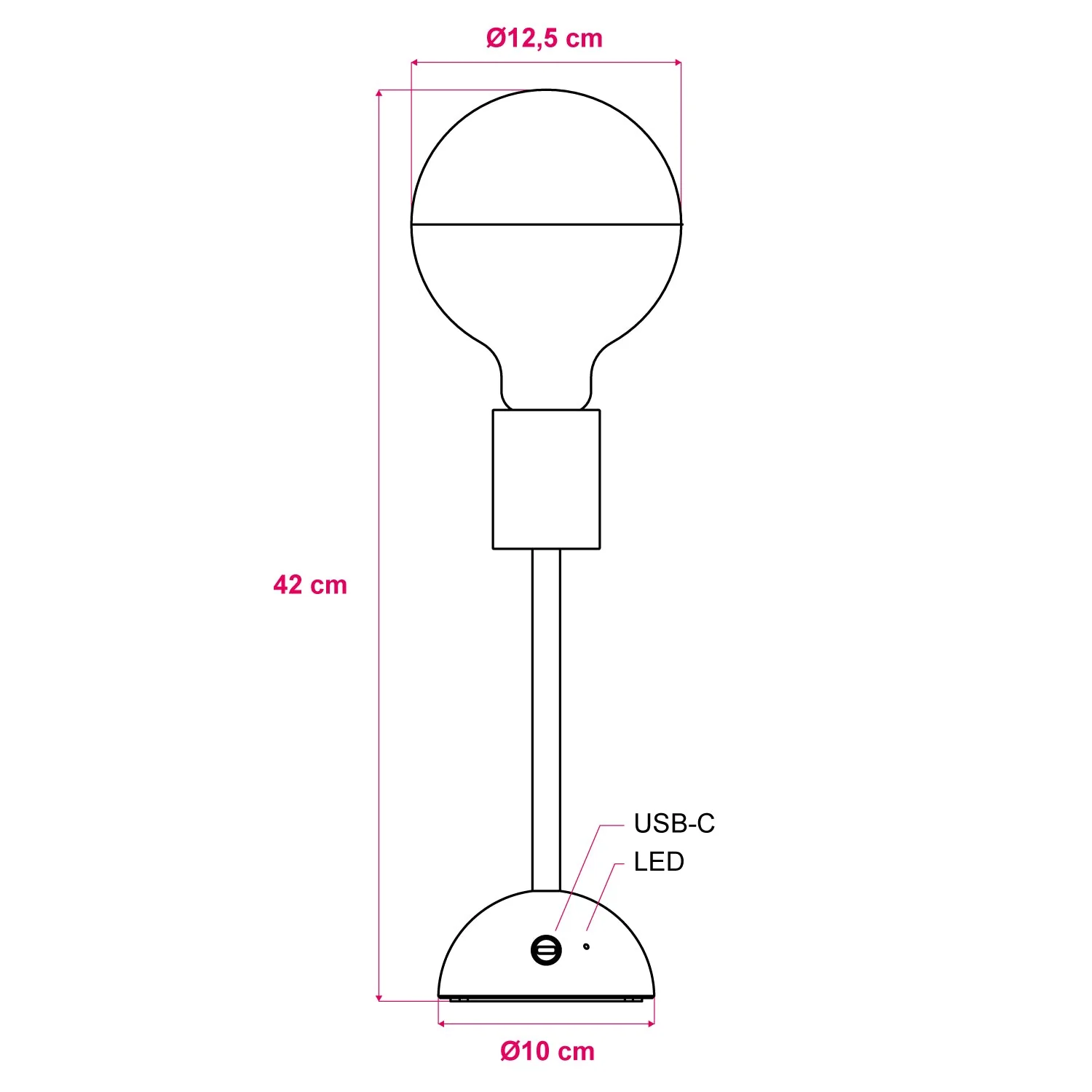 Portable and rechargeable Cabless02 lamp with half-sphere silver globe light bulb - Neutral - Image 6