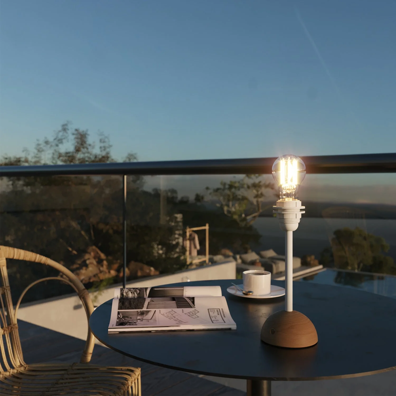 Portable and rechargeable Cabless12 light with drop-shaped Light bulb and lampshade-ready fitting - Neutral - Image 3