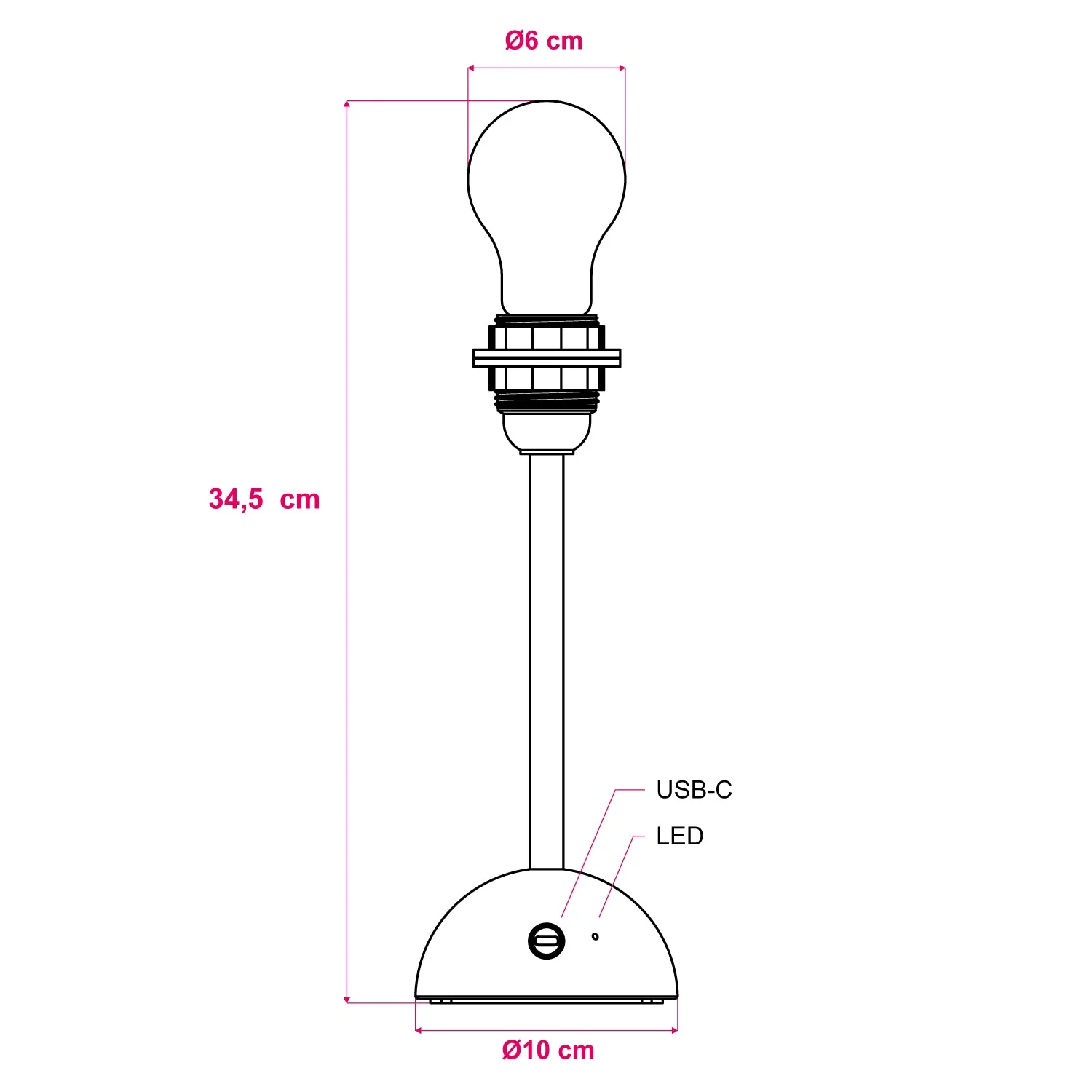 Portable and rechargeable Cabless12 light with drop-shaped Light bulb and lampshade-ready fitting - Neutral - Image 6