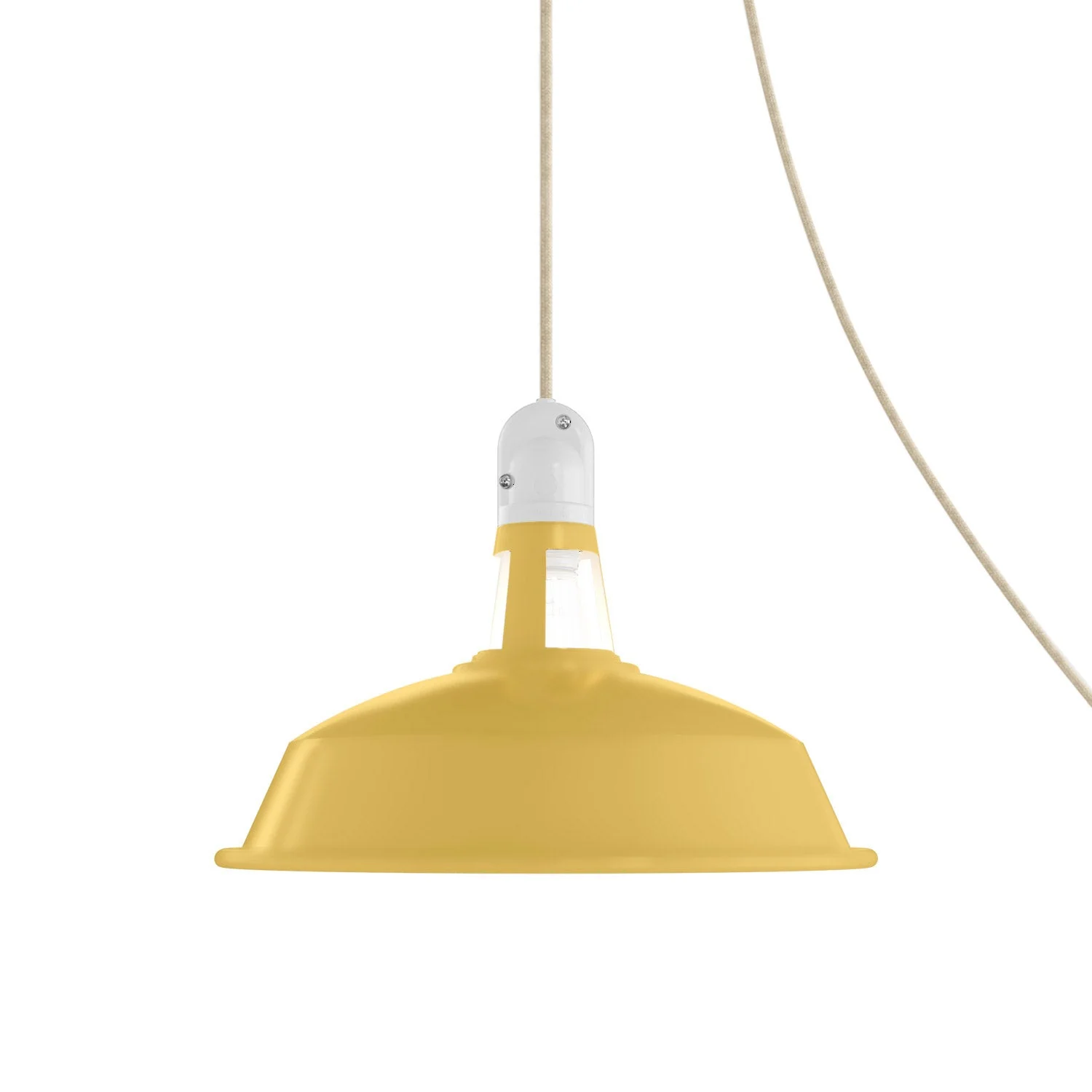Portable outdoor Snake lamp with Harbour lampshade, 5 m fabric cable, IP65 waterproof lamp holder - Mustard