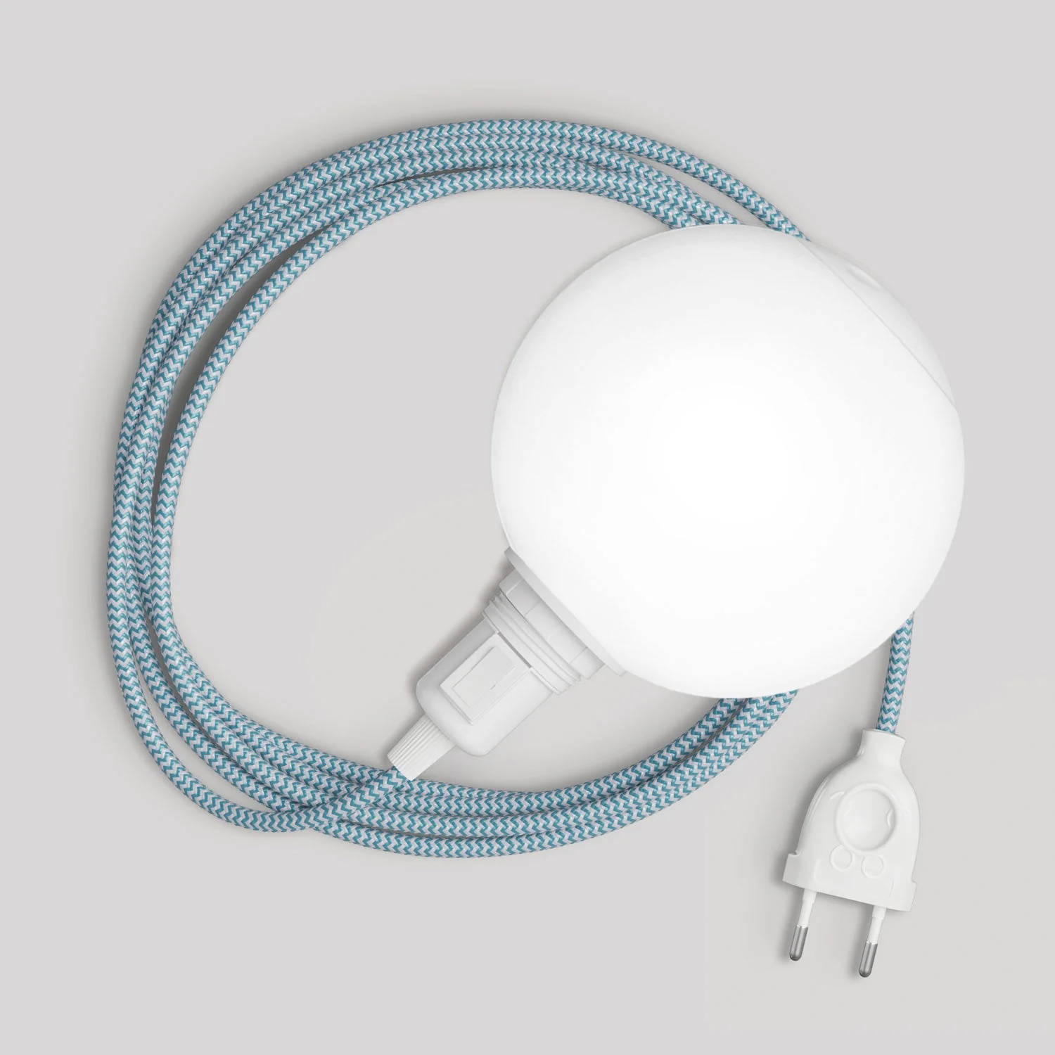 Snake portable lamp with switch on the lamp holder, plug, Unbreak-a-Ball unbreakable lampshade and RZ11 cable