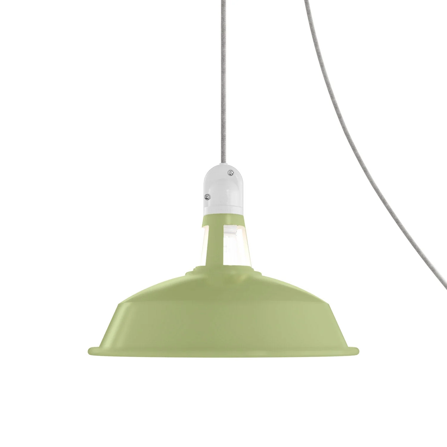 Snake portable outdoor lamp with Harbour lampshade, 5 m textile cable, IP65 waterproof lamp holder - Meadow green