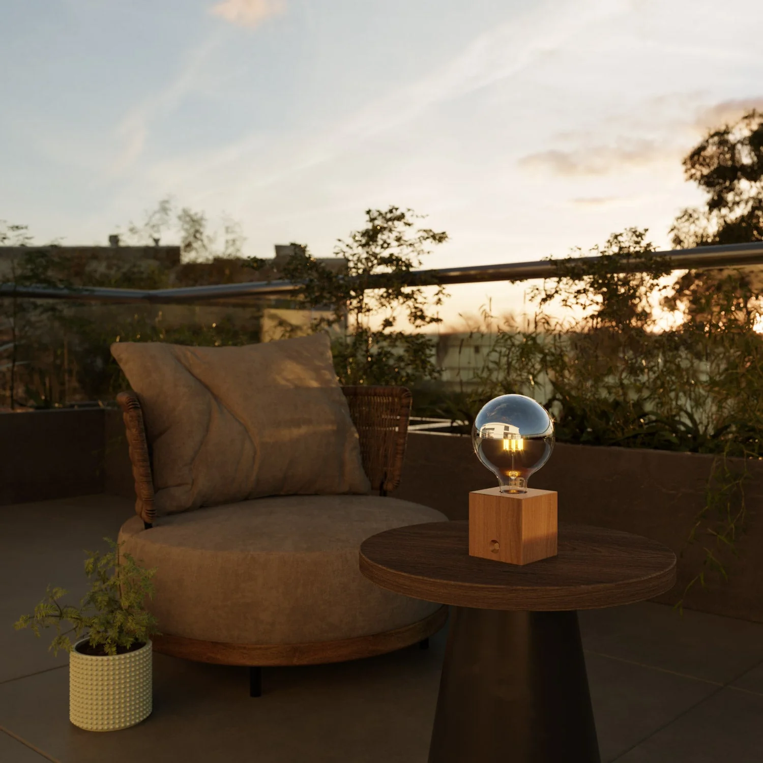 Cabless03 rechargeable portable lamp with half-sphere silver globe light bulb - Neutral - Image 3