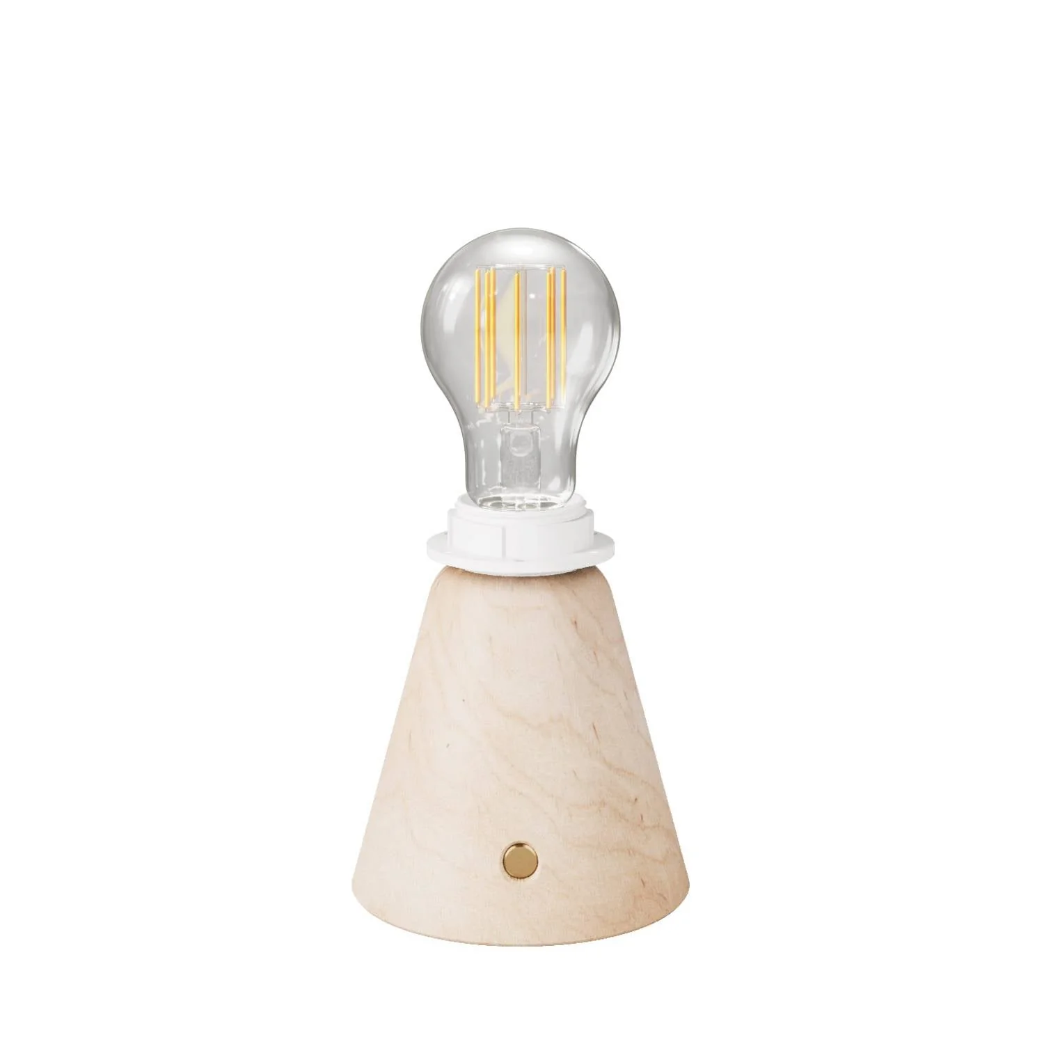 Cabless11 portable rechargeable lamp with drop-shaped light bulb and provision for lampshade - Neutral