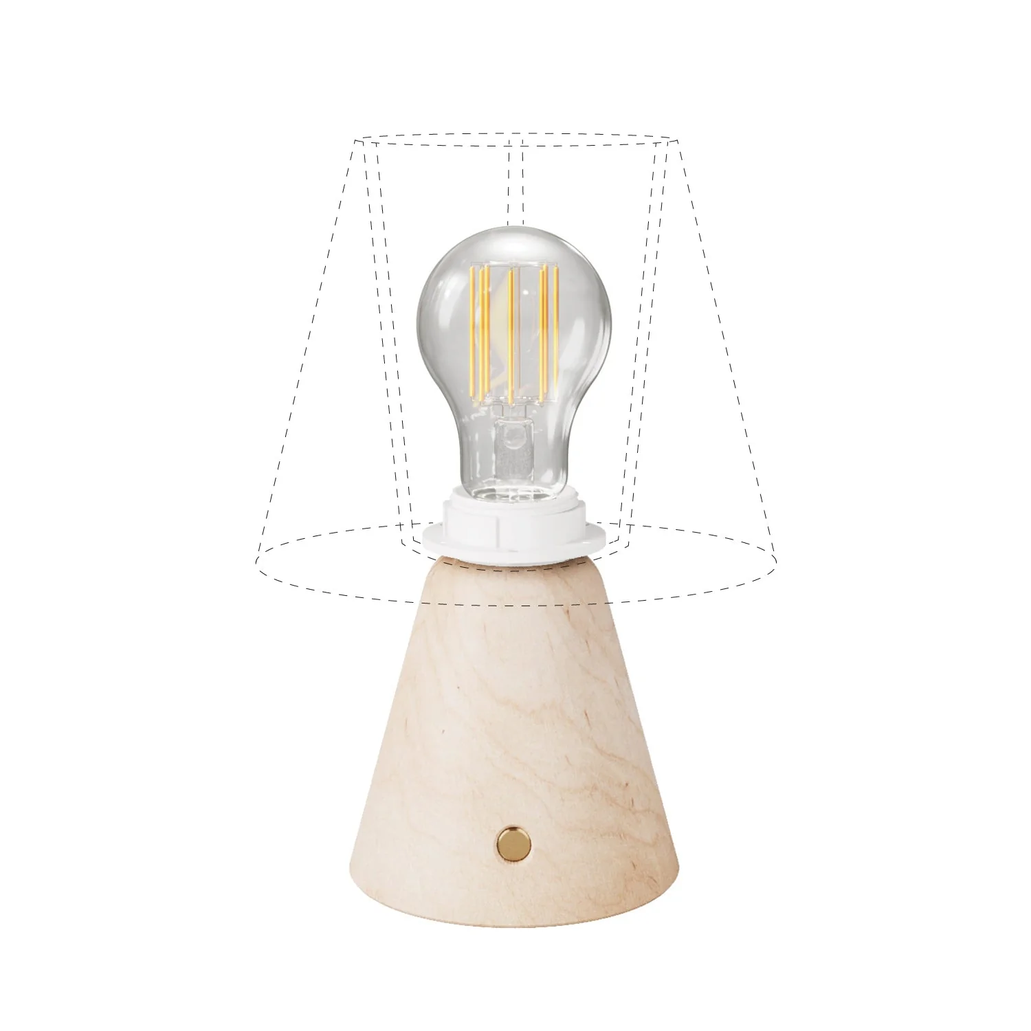 Cabless11 portable rechargeable lamp with drop-shaped light bulb and provision for lampshade - Neutral - Image 2