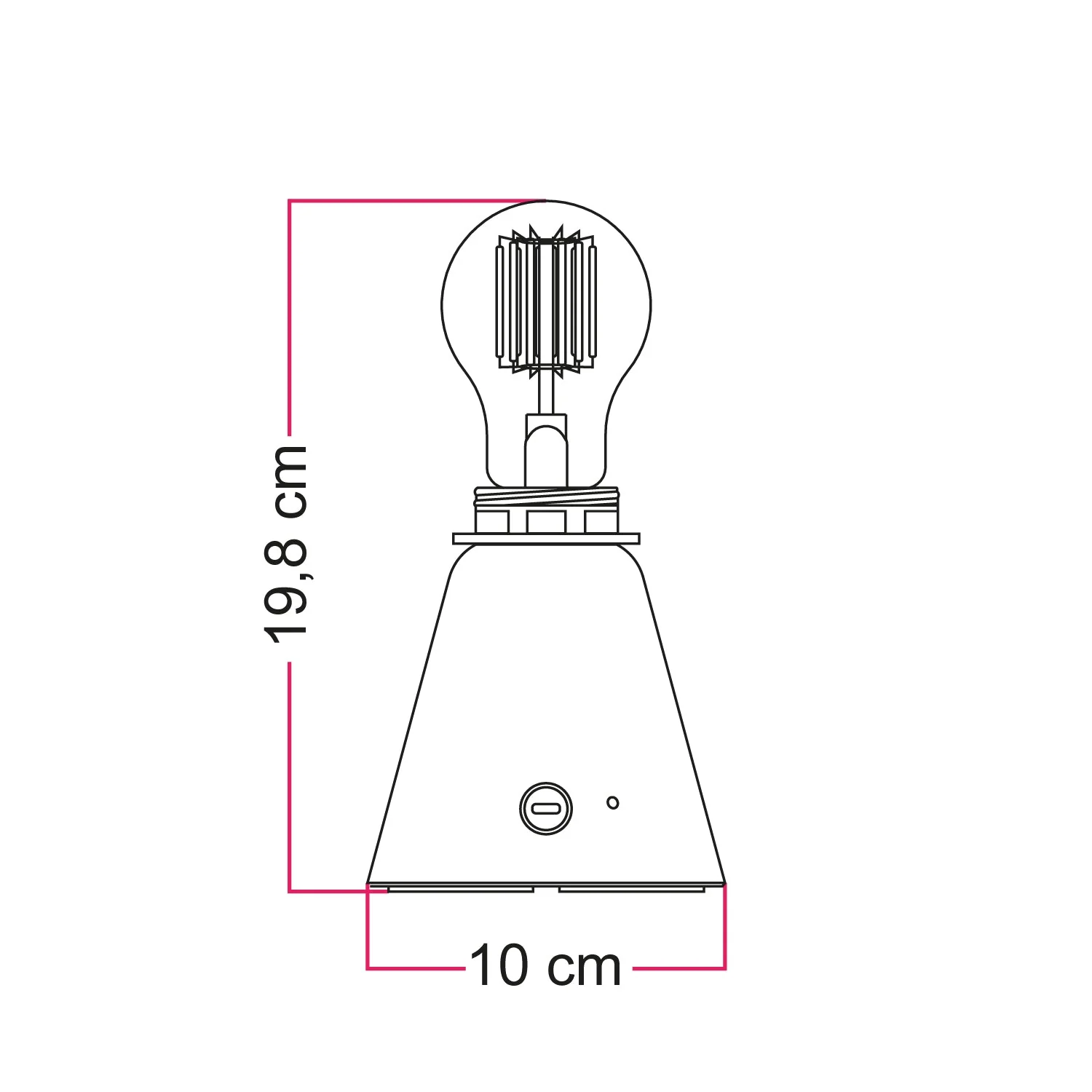Cabless11 portable rechargeable lamp with drop-shaped light bulb and provision for lampshade - Neutral - Image 3