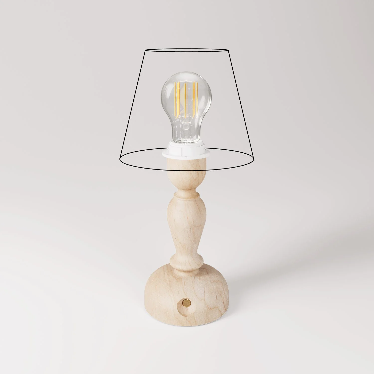 Portable rechargeable Cabless14 lamp with drop light bulb and lampshade-ready - Neutral