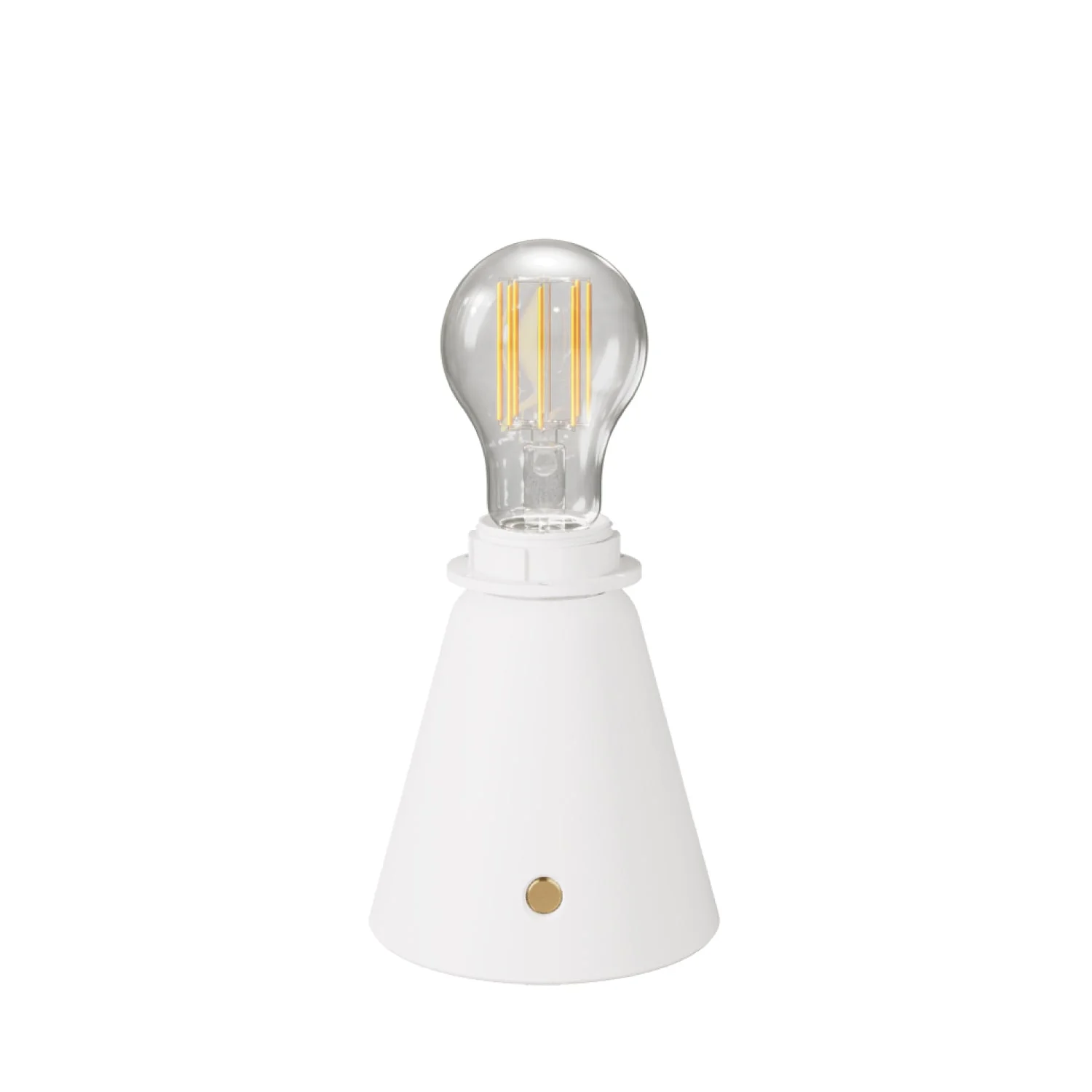 Cabless11 portable rechargeable lamp with drop light bulb and lampshade-ready fitting - White