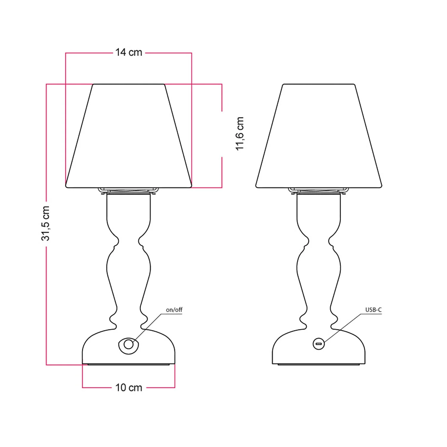 Cabless14 rechargeable portable lamp with teardrop light bulb and lampshade - Neutral - Image 5