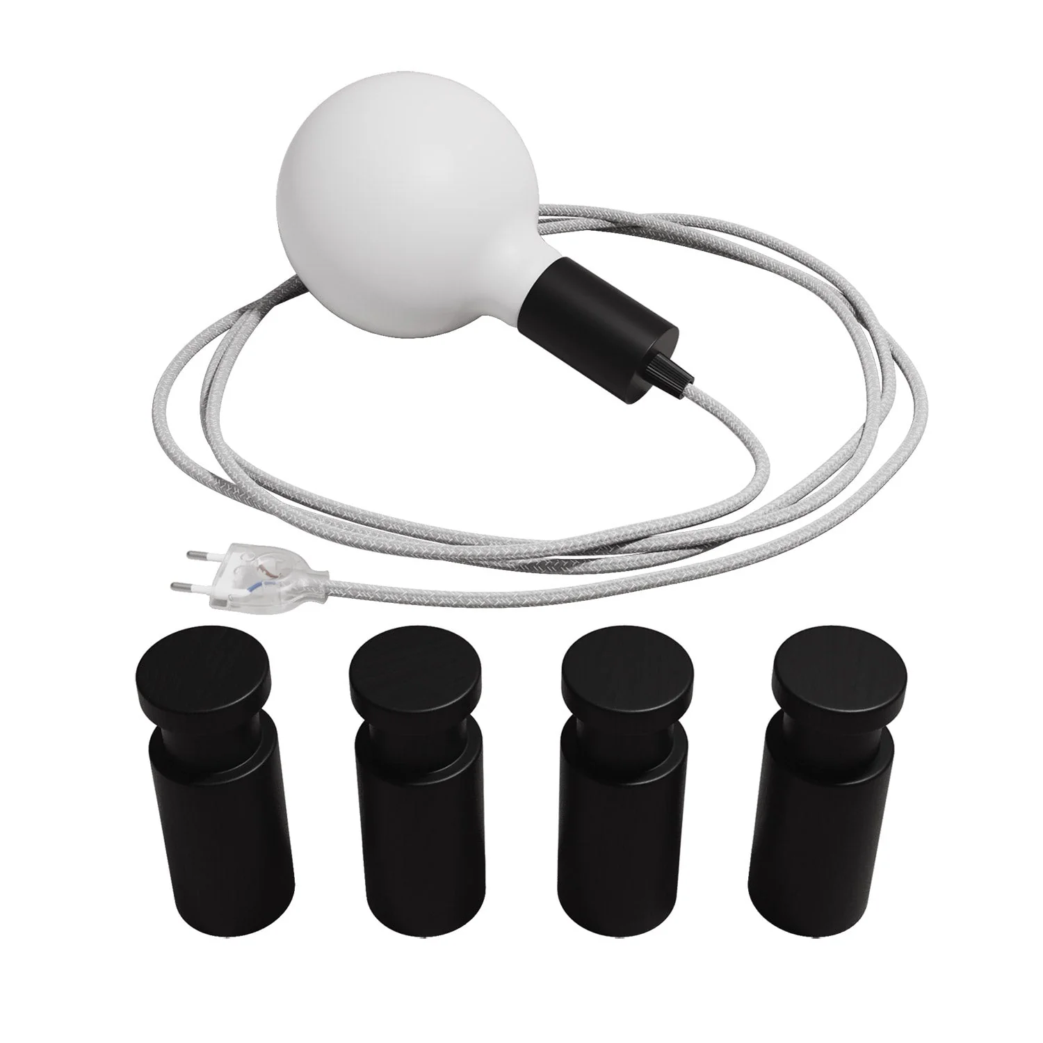 Portable Snake lamp with metal lamp holder and plug, complete with 4 Rolé wooden cable guides - Black - Image 3