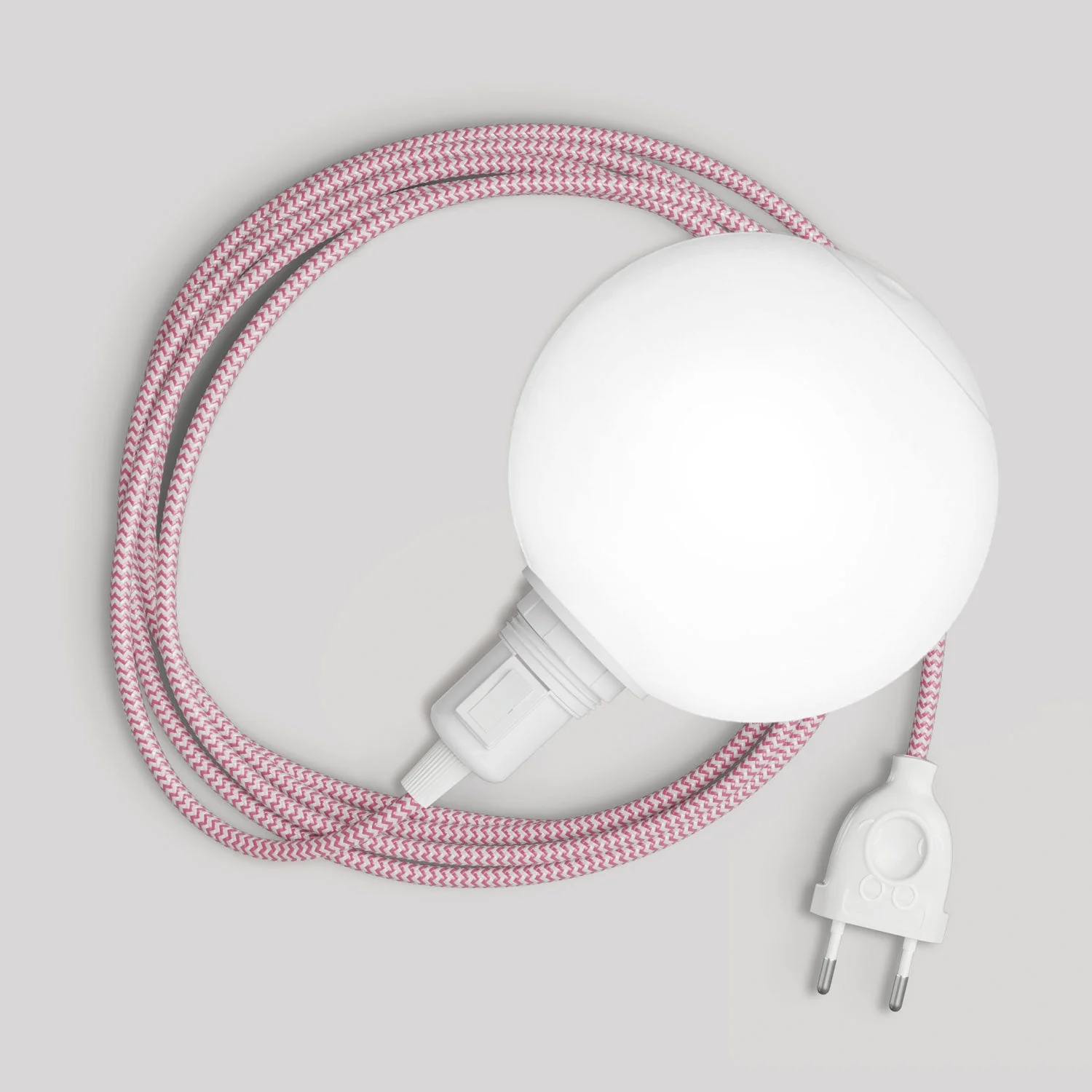 Portable Snake lamp with switch on lamp holder, plug, unbreakable Unbreak-a-Ball lampshade and RZ08 cable