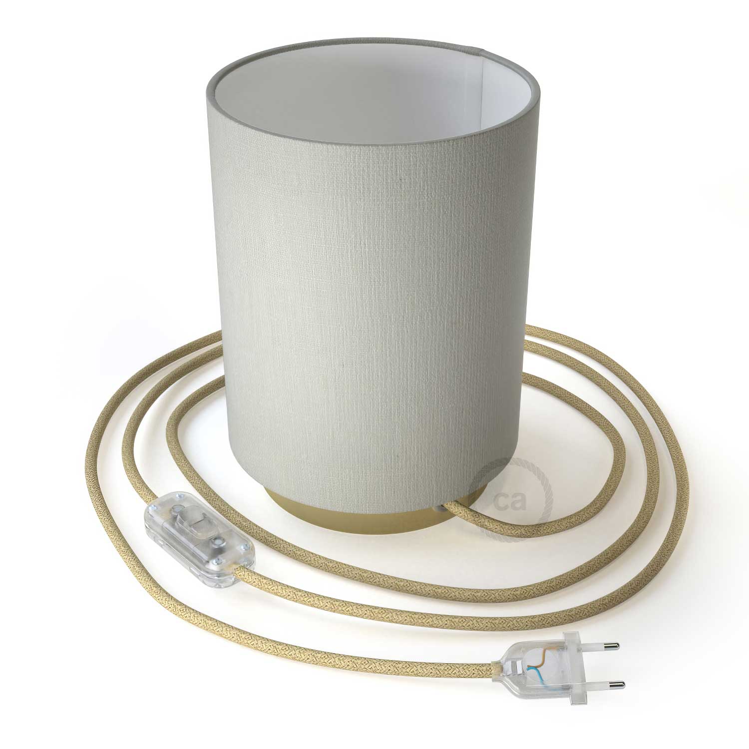 Posaluce in metal with Cilindro Linone White lampshade - Glossy white Linone