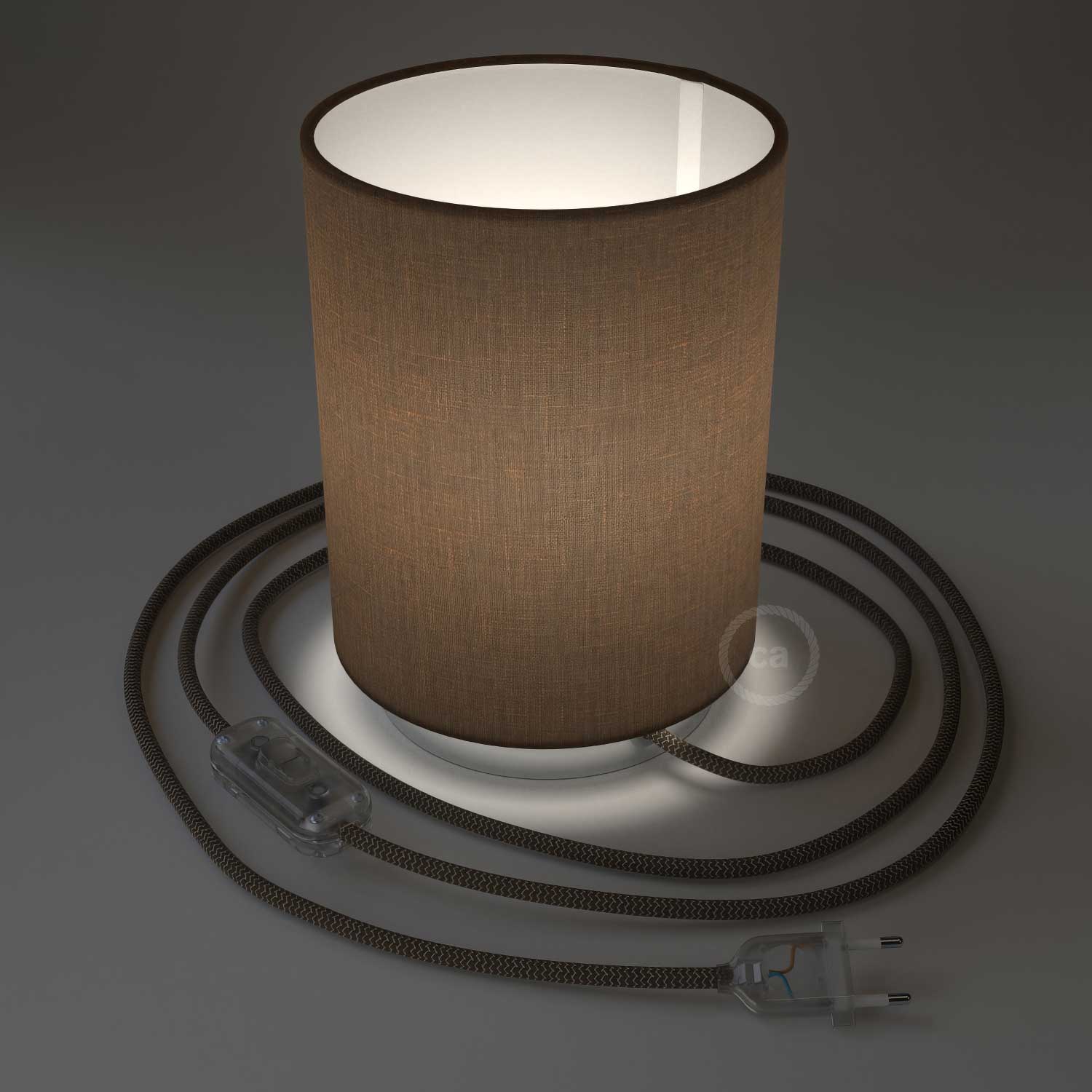 Posaluce metal base with Cilindro lampshade - Camelot Brown - Image 2