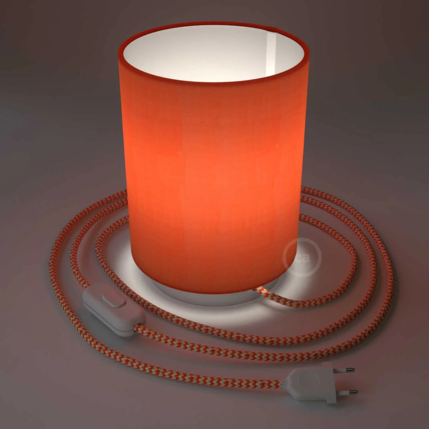 Posaluce metal base with Cilindro lampshade - Cinette Aragosta - Image 2