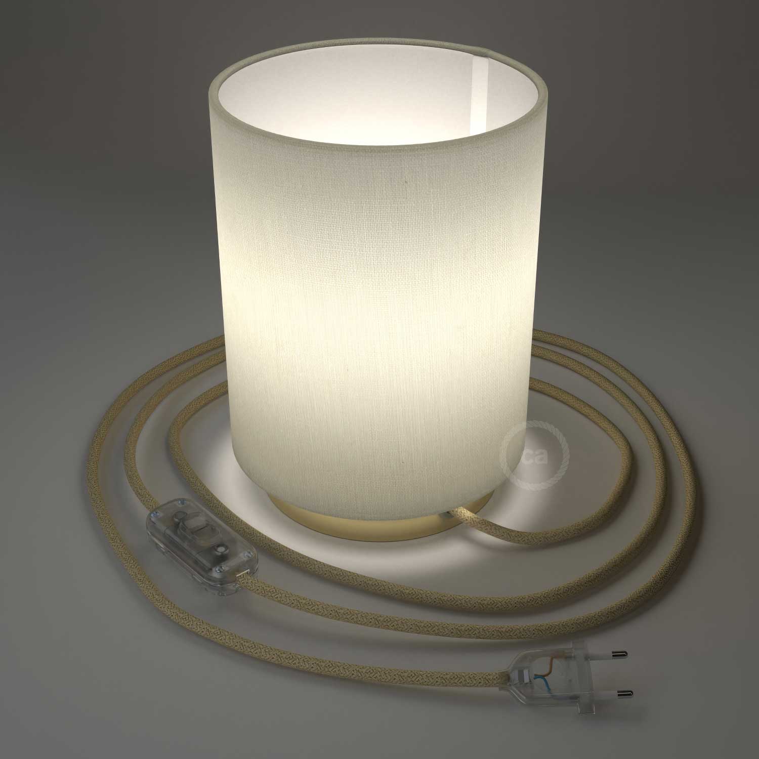 Posaluce metal base with Cilindro lampshade - Glossy Linone White - Image 2
