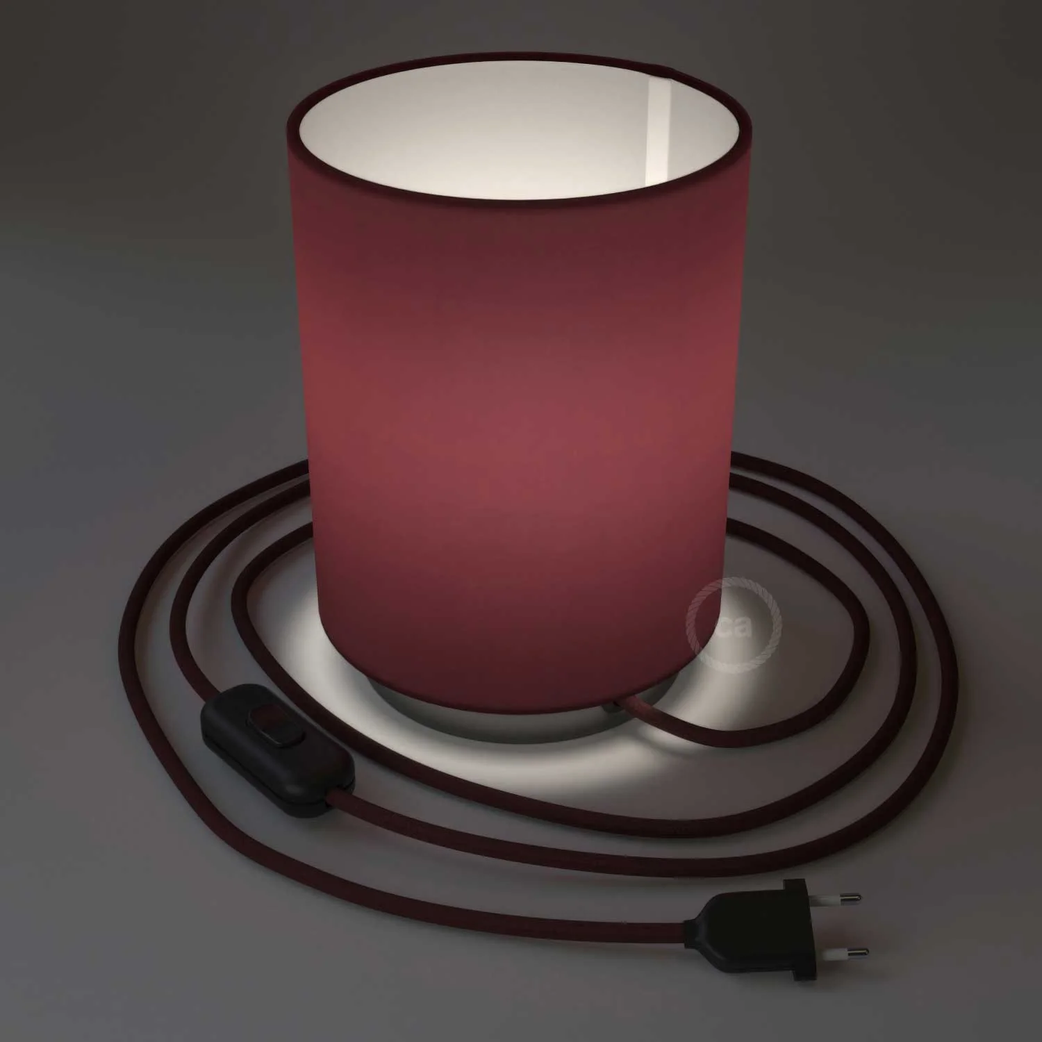 Posaluce metal base with Cilindro lampshade – Teletta Bordeaux - Image 2