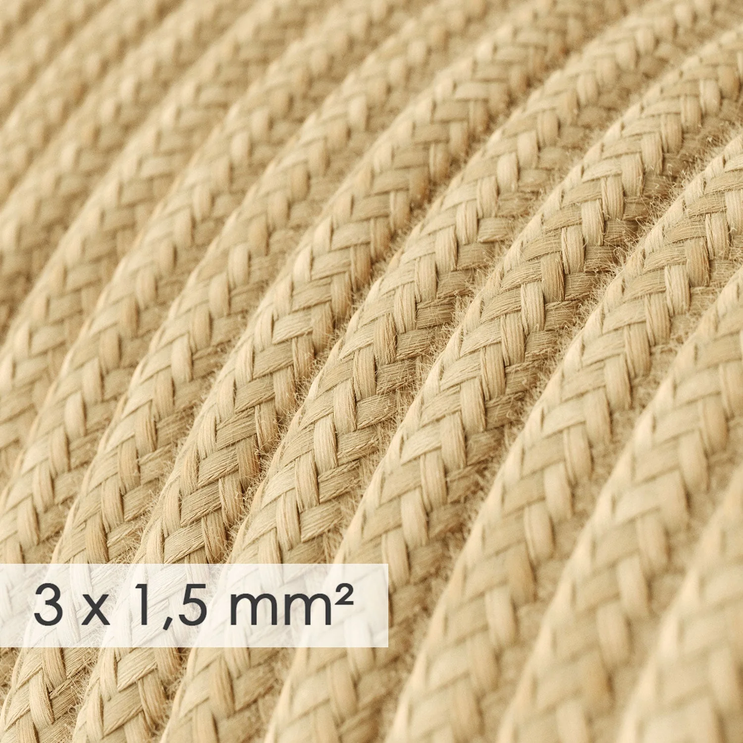 German multi-socket with neutral-coloured jute cable and Schuko plug with comfort ring - Image 2