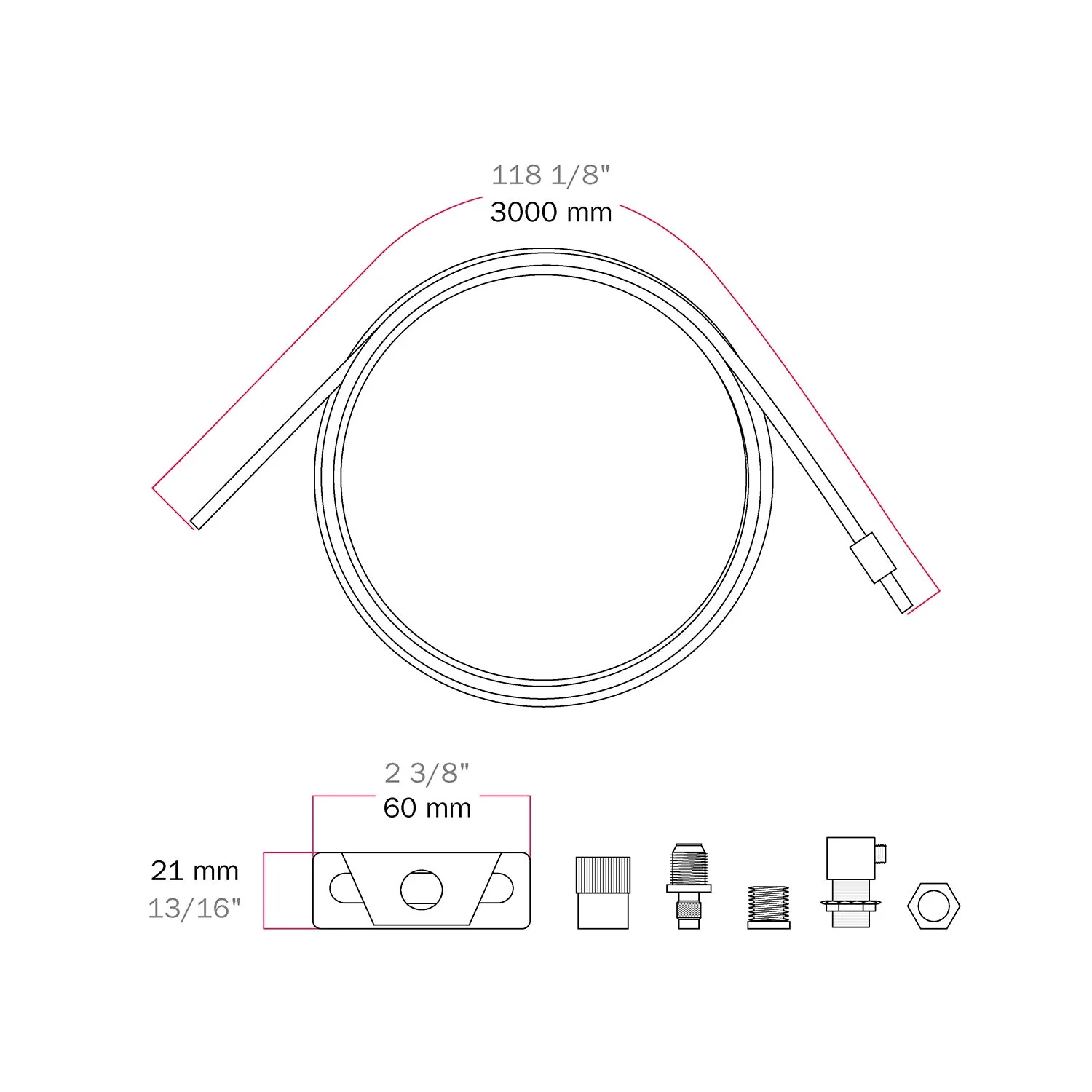 Professional suspension kit with tensioner for Ceiling canopy, 3 m steel cord and micrometric balancer - Image 6