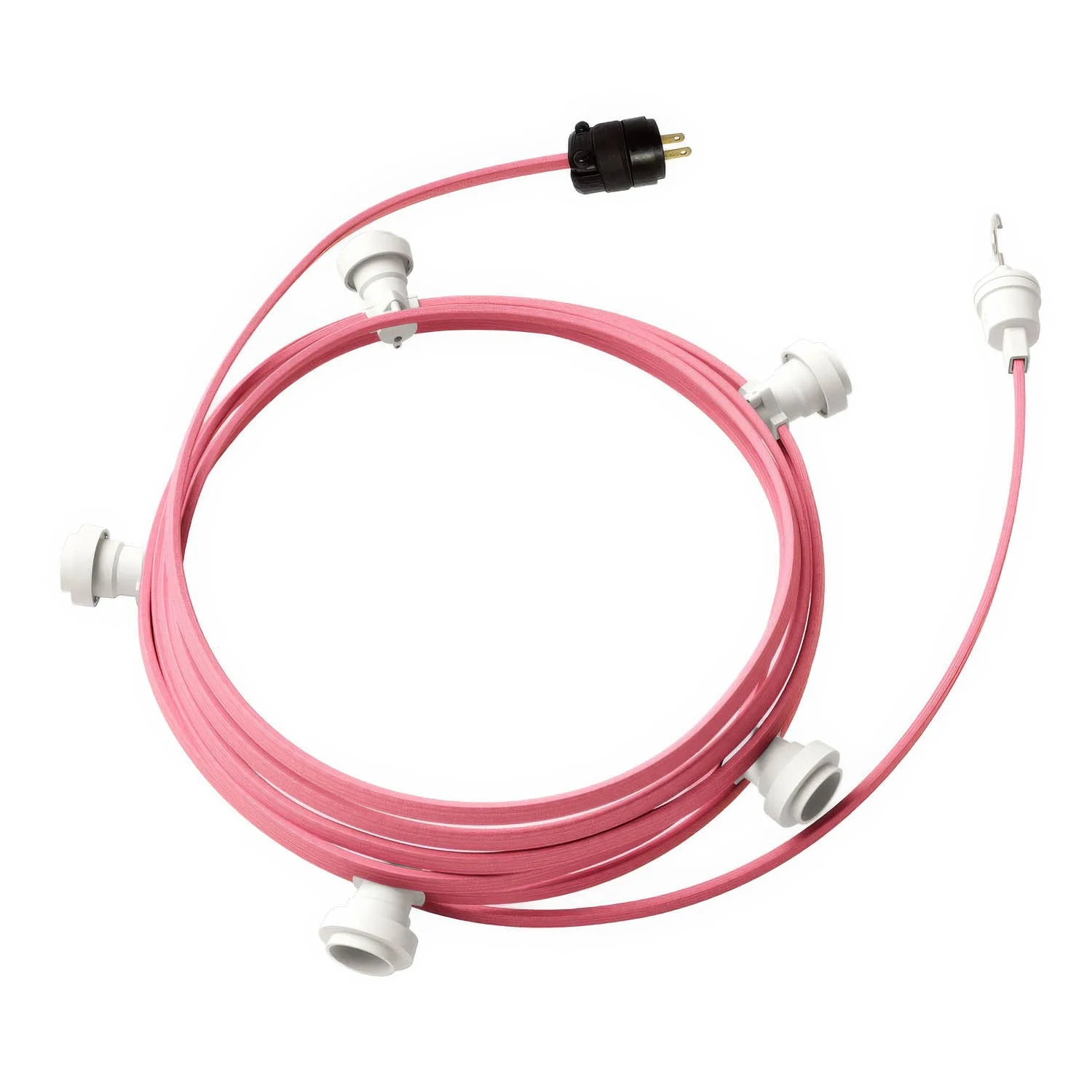 Ready-to-use 25 ft String Light with 5 White Sockets, Hook and Plug - CM16