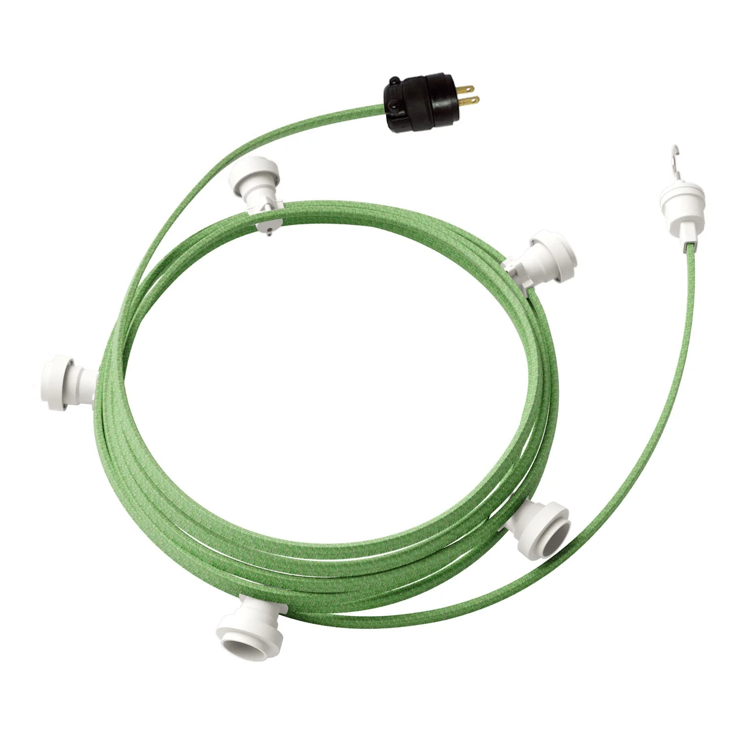 Ready-to-use 25 ft String Light with 5 white Sockets, Hook and Plug - CX08