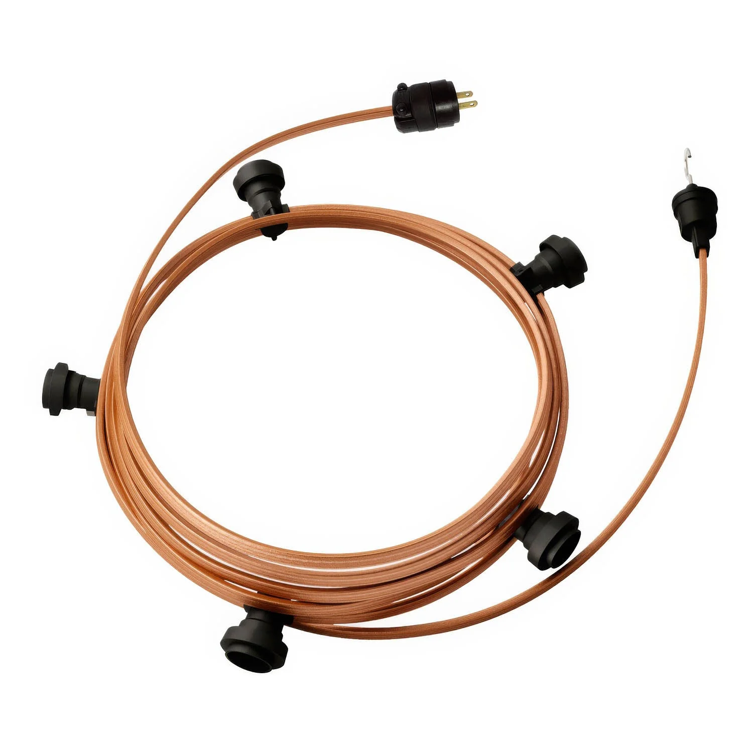 Ready-to-use 25 ft String Light with 5 black Sockets, Hook and Plug – CM22