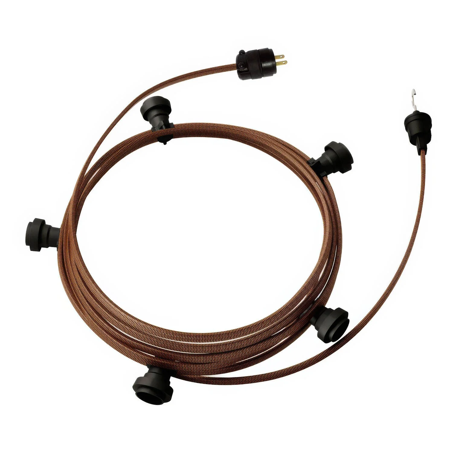 Ready-to-use 25ft String Light with 5 Black Sockets, Hook and Plug - CZ22