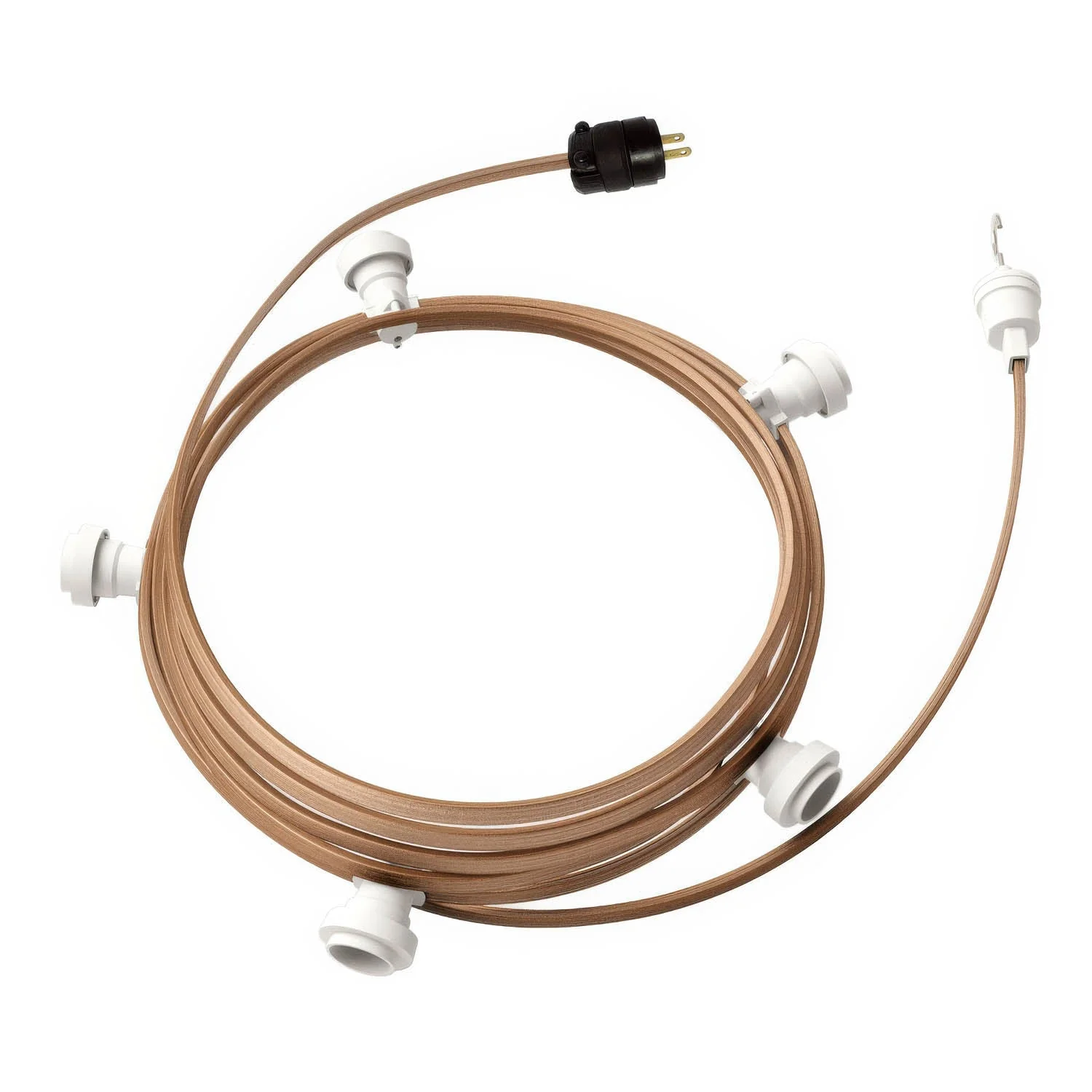 Ready-to-use 25 ft String Light with 5 white sockets, hook and plug - CM27