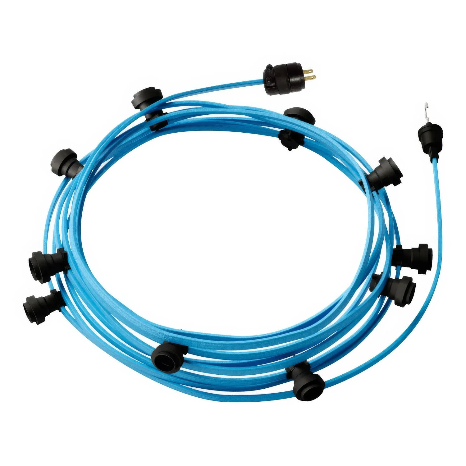 Ready-to-use 40ft String Light with 10 black Sockets, Hook and Plug - CM17