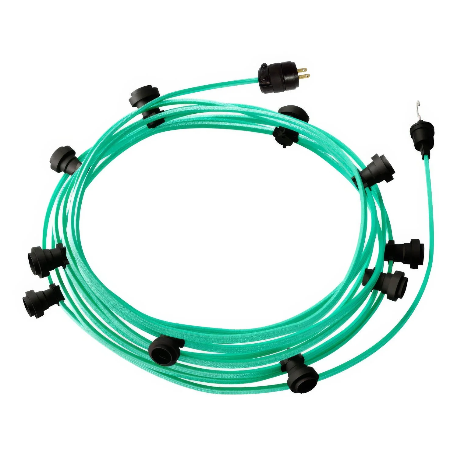 Ready-to-use 40ft String Light with 10 black sockets, hook and plug - CH69