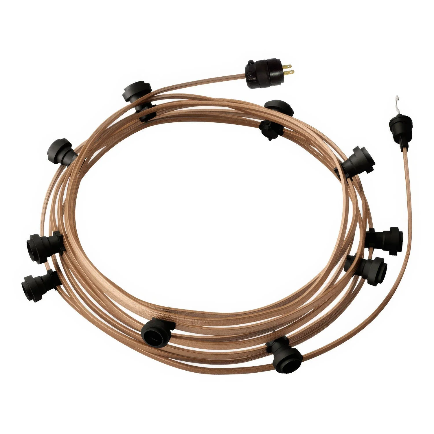 Ready-to-use 40ft String Light with 10 black Sockets, Hook and Plug - CM27